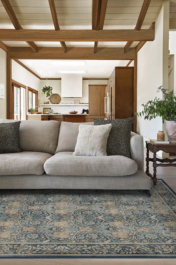 Honeysuckle & Tulip Indigo Flatwoven Rug by Morris & Co.