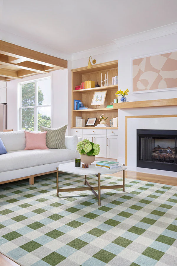 Sutton Moss Green & Blue Flatwoven Rug by The Home Edit