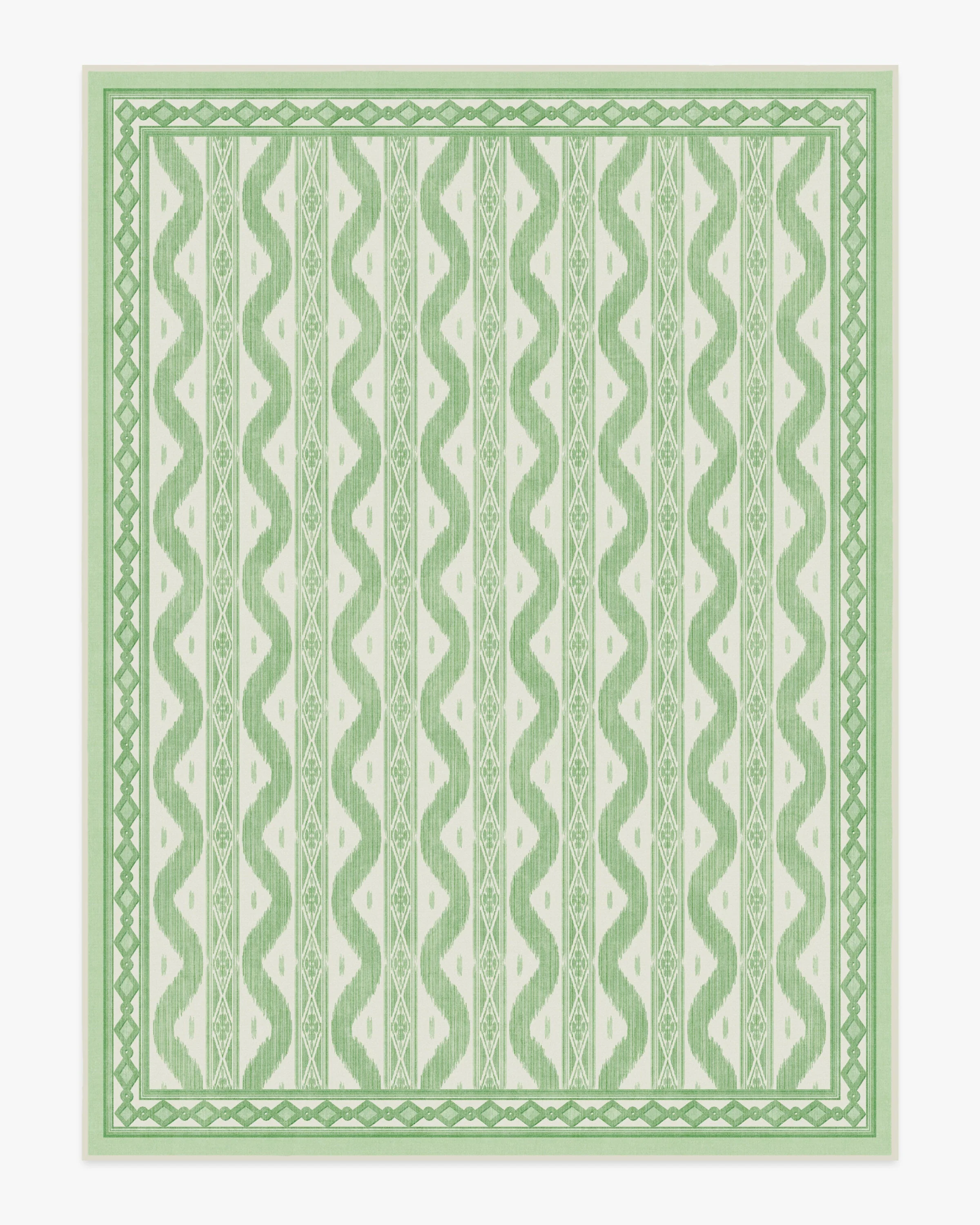 Ava Ikat Green Flatwoven Rug by Mrs. Alice