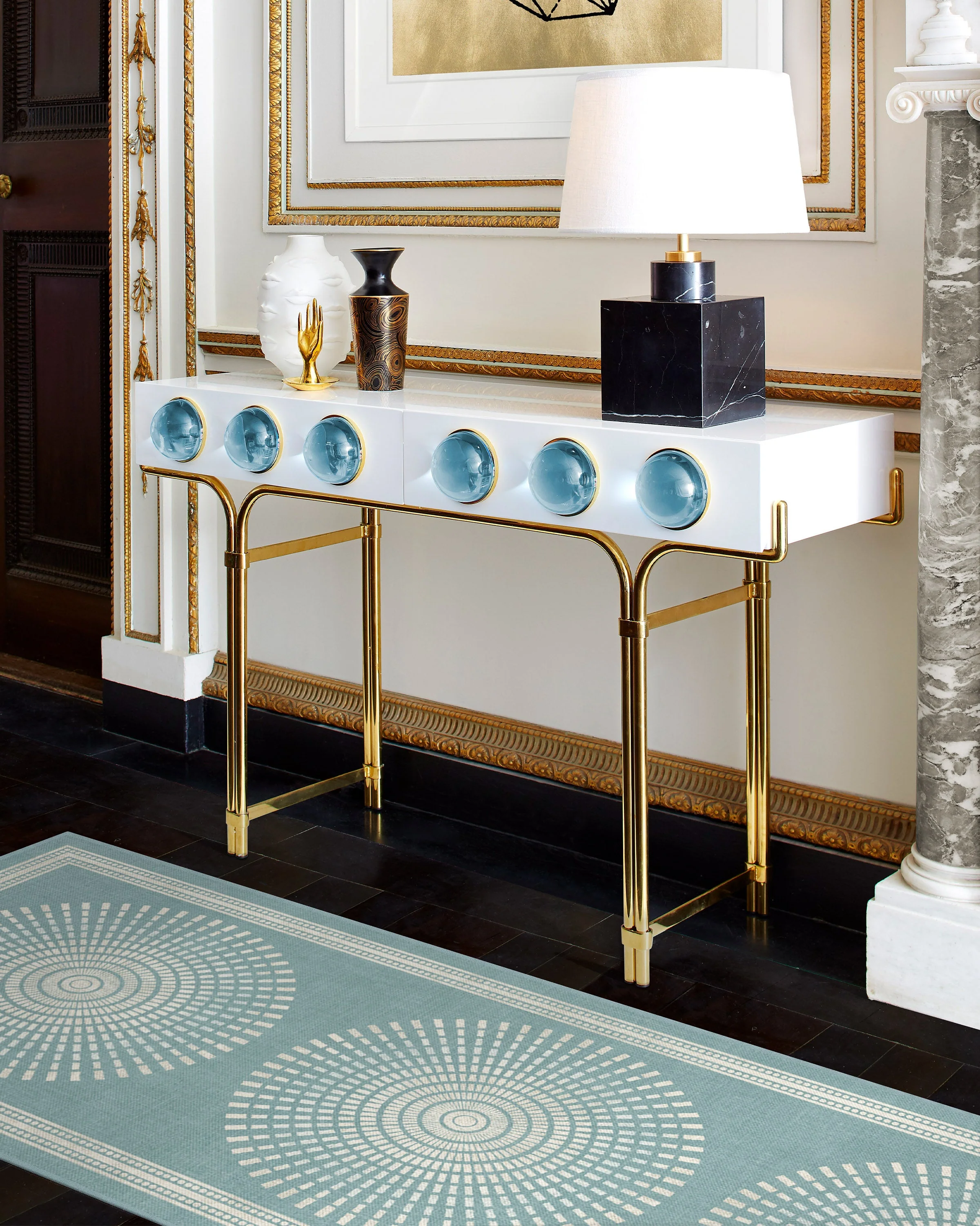 Santorini Blue Flatwoven Rug by Jonathan Adler