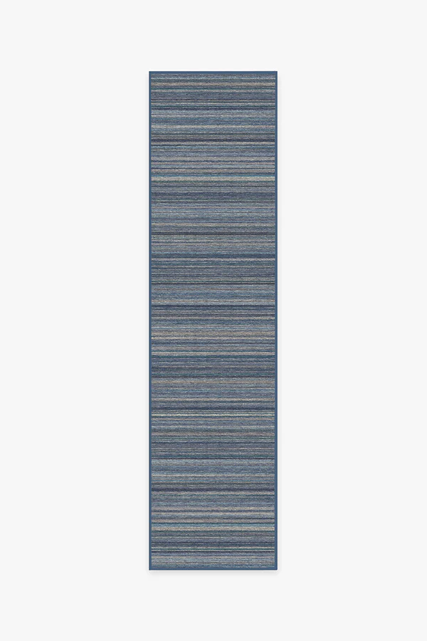 Multi Stripe Blue Flatwoven Rug