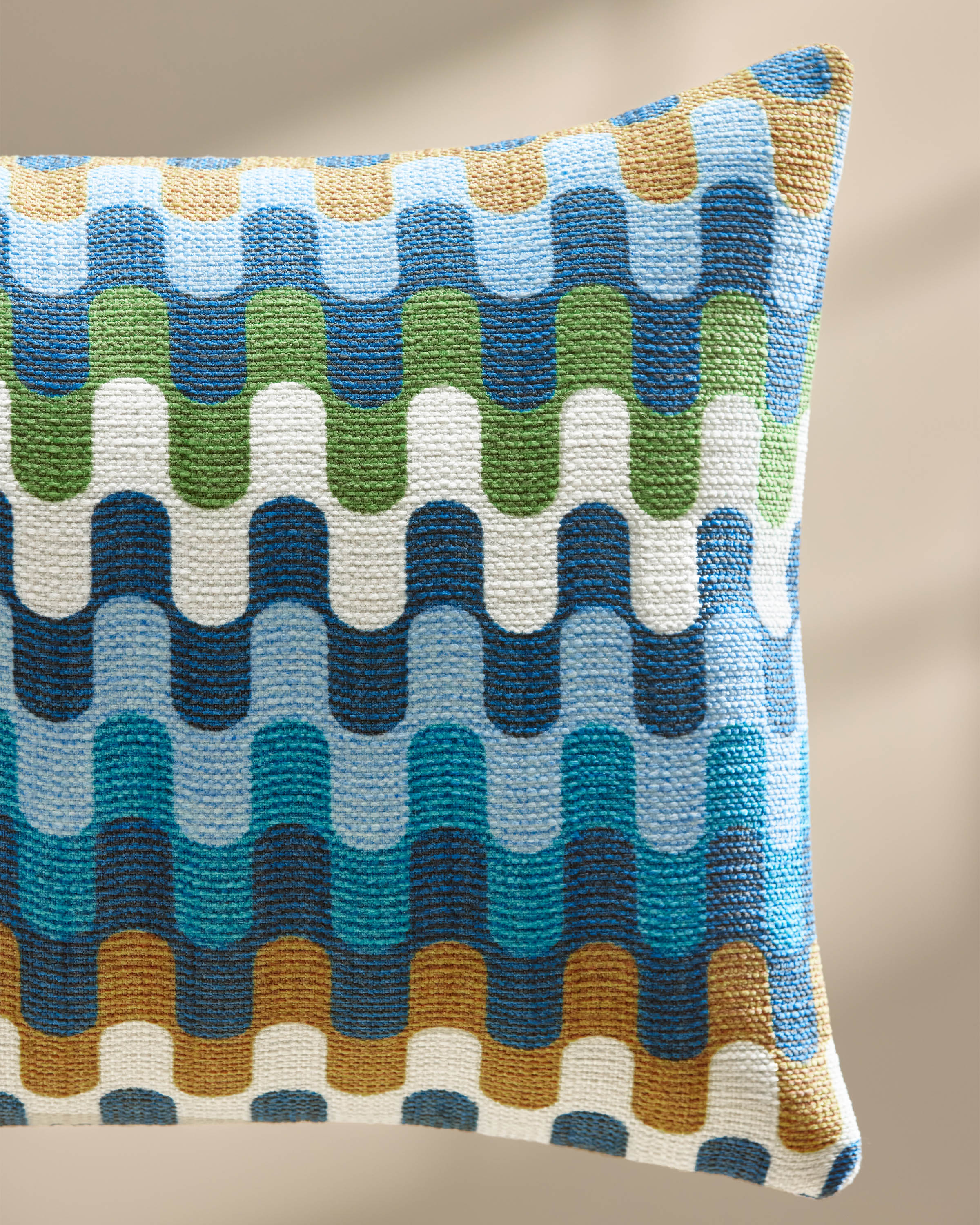 Puzzles Blue & Cognac Woven Throw Pillow by Jonathan Adler