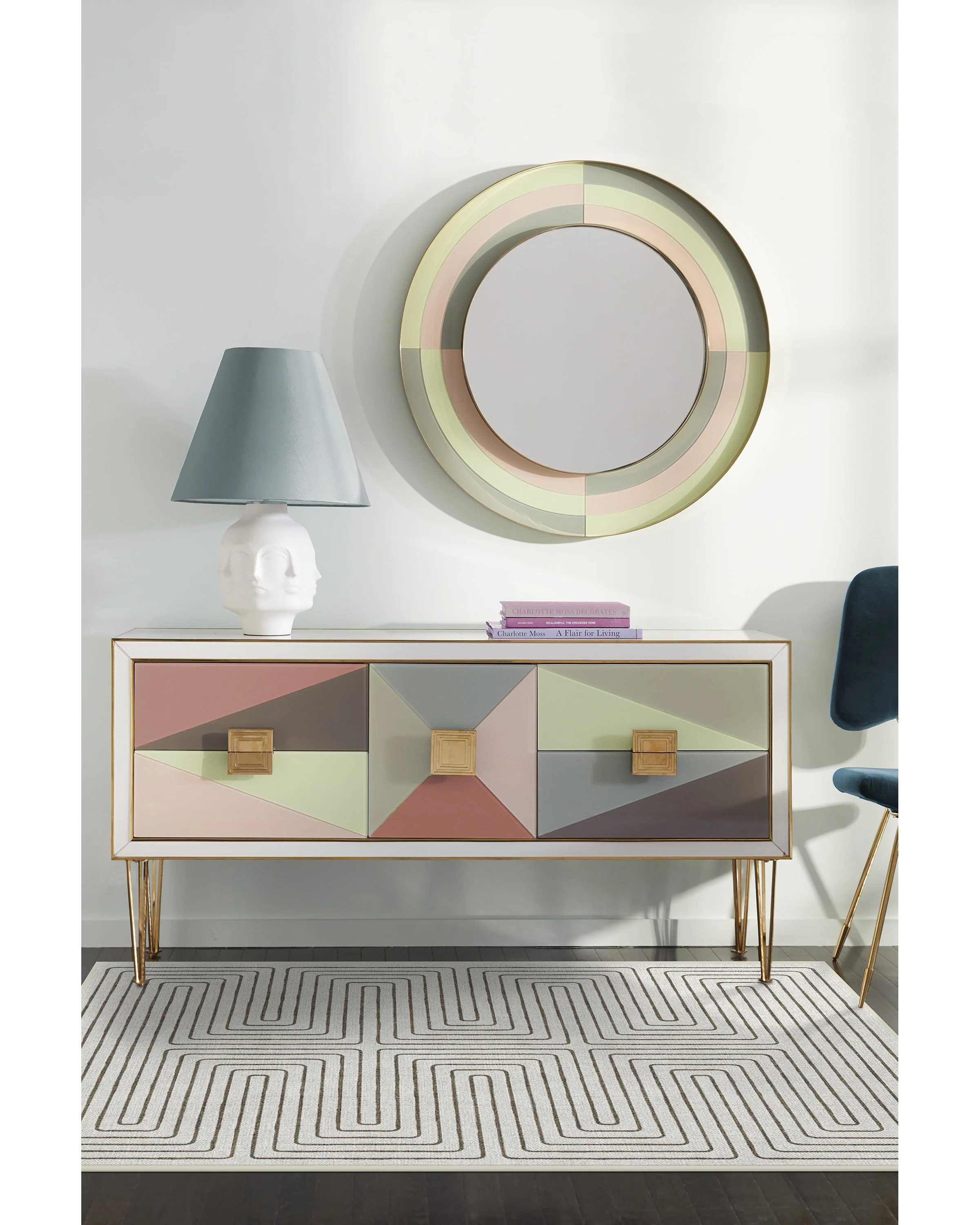 Labyrinth Camel & Ivory Flatwoven Rug by Jonathan Adler