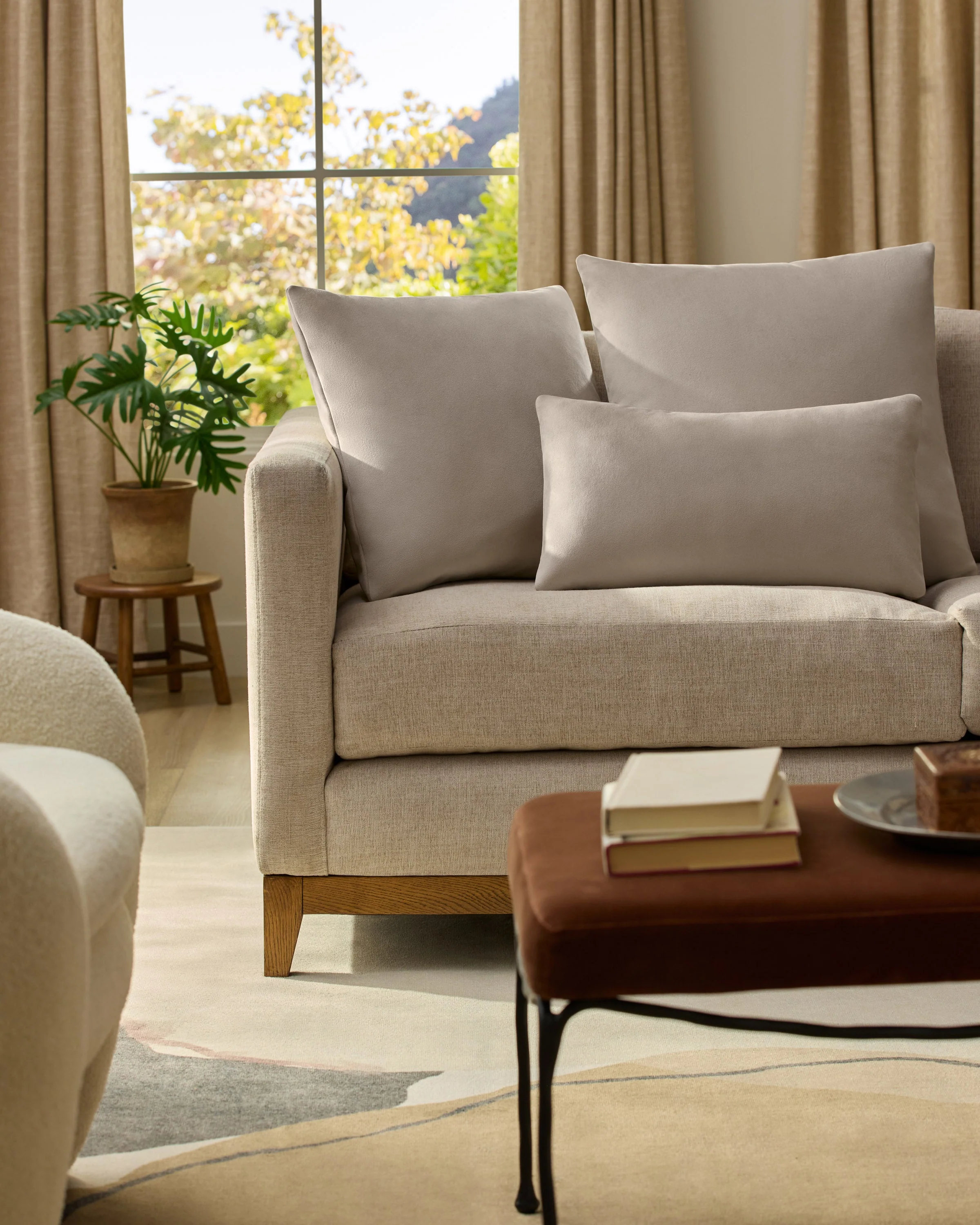 Sand Velvet Throw Pillow