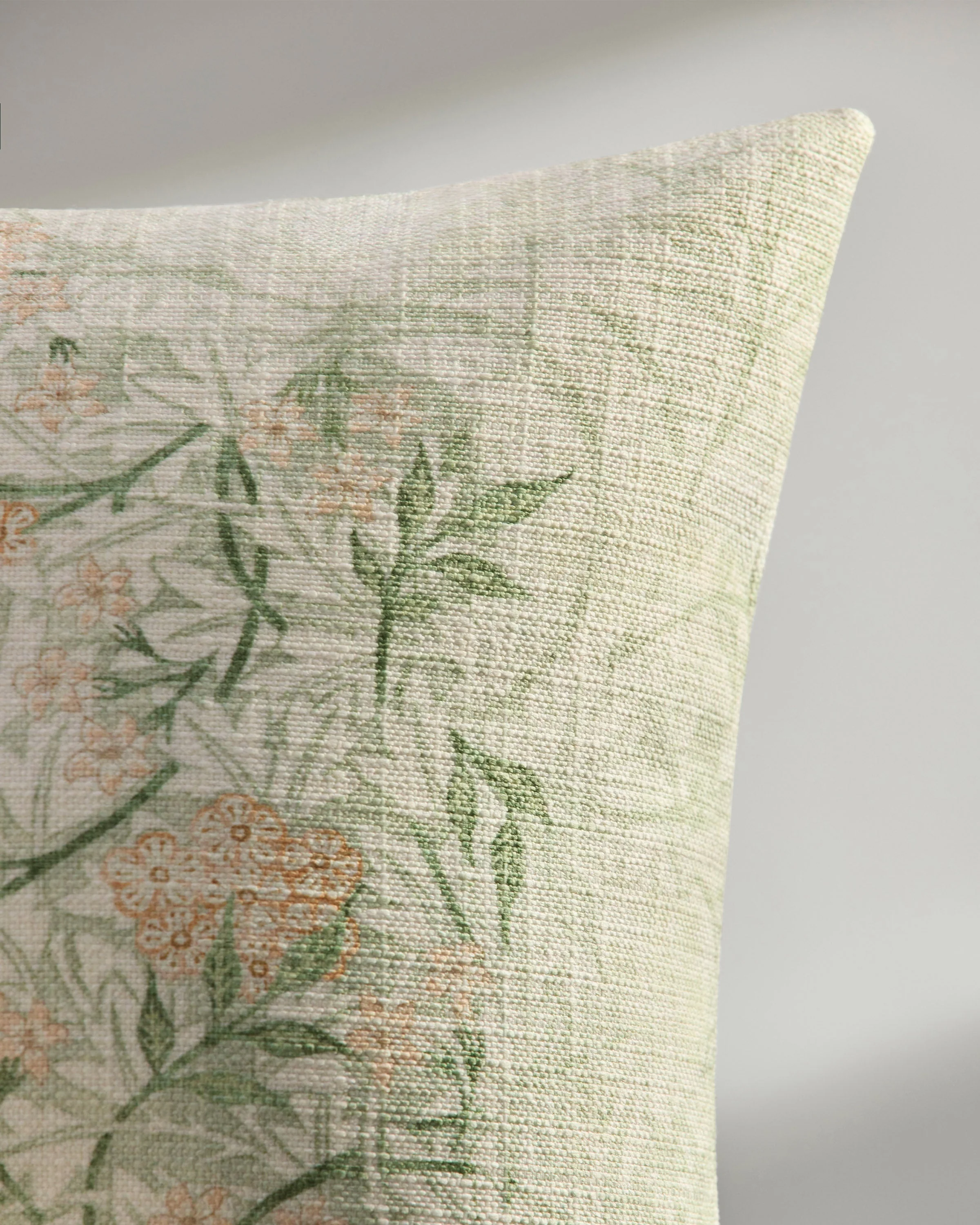 Jasmine Soft Sage Woven Throw Pillow by Morris & Co.