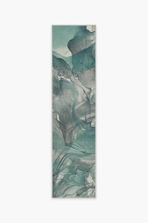 Aurora Teal Grey Flatwoven Rug