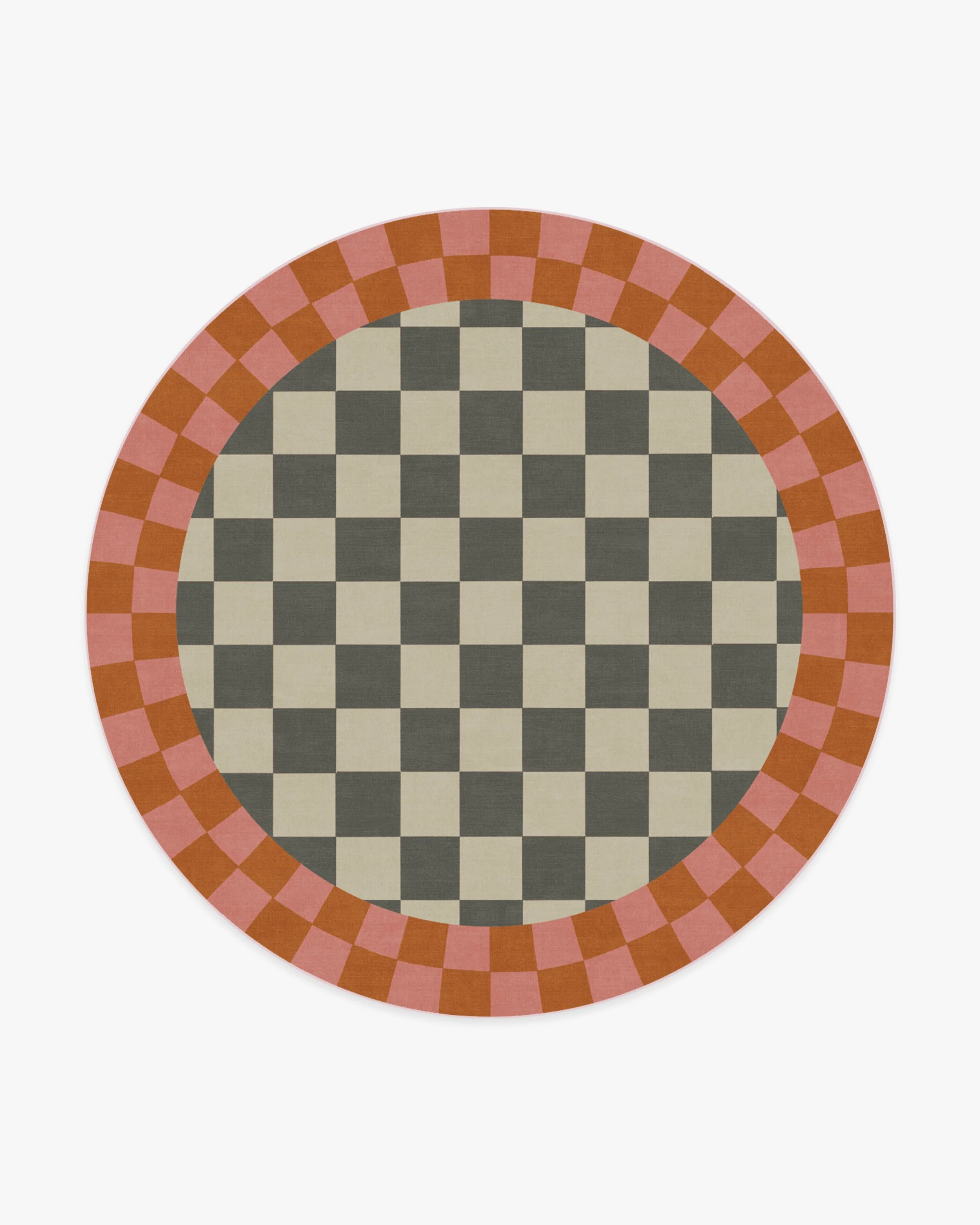 Checker Border Pink & Orange Flatwoven Rug by Jonathan Adler