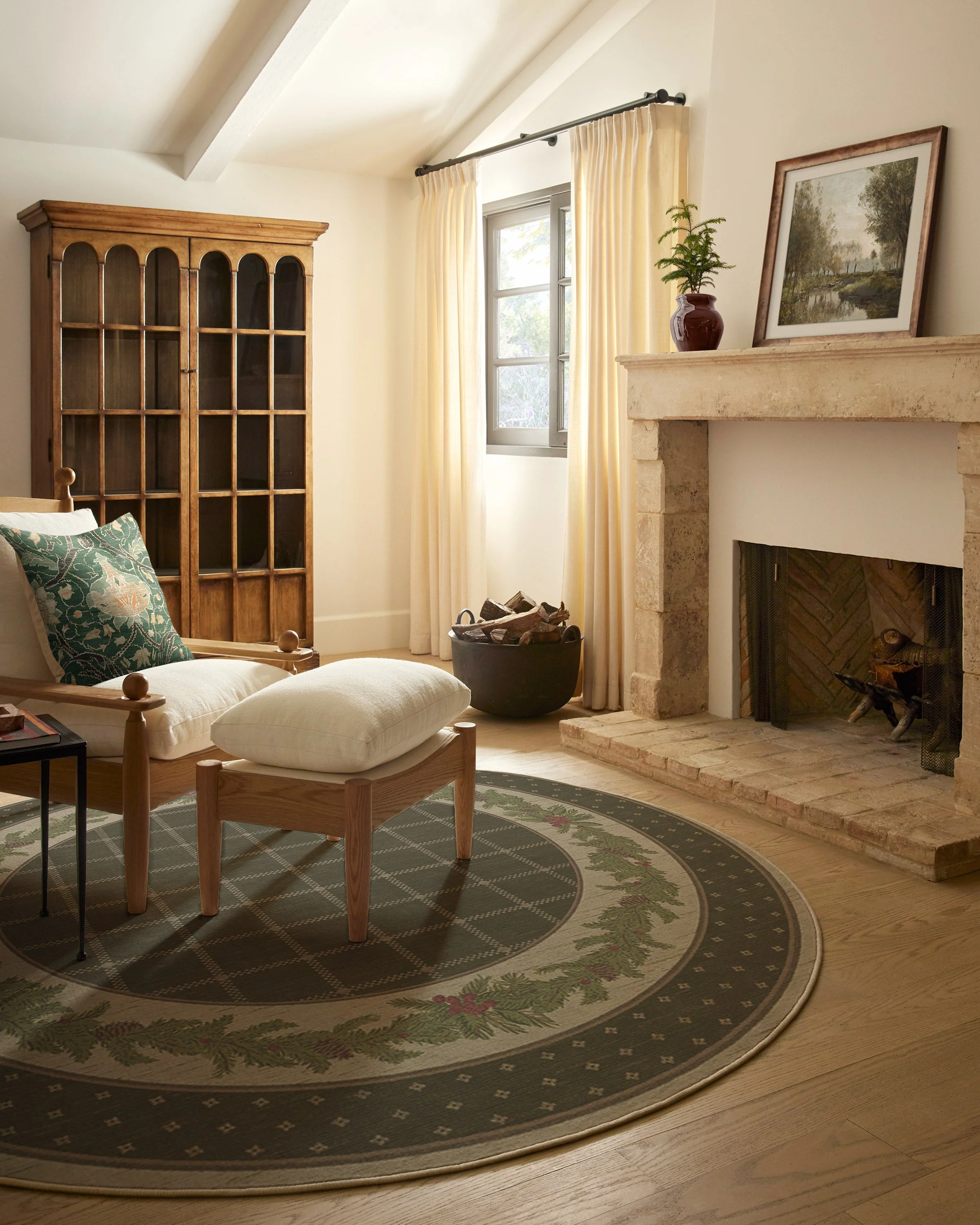 Pine Border Dark Olive Rug