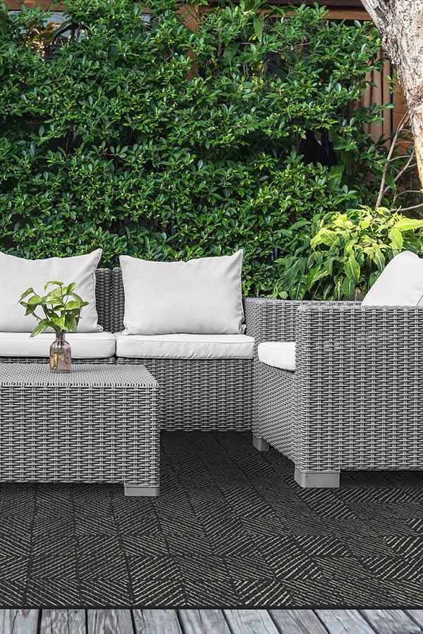 Parquet Black Outdoor Rug