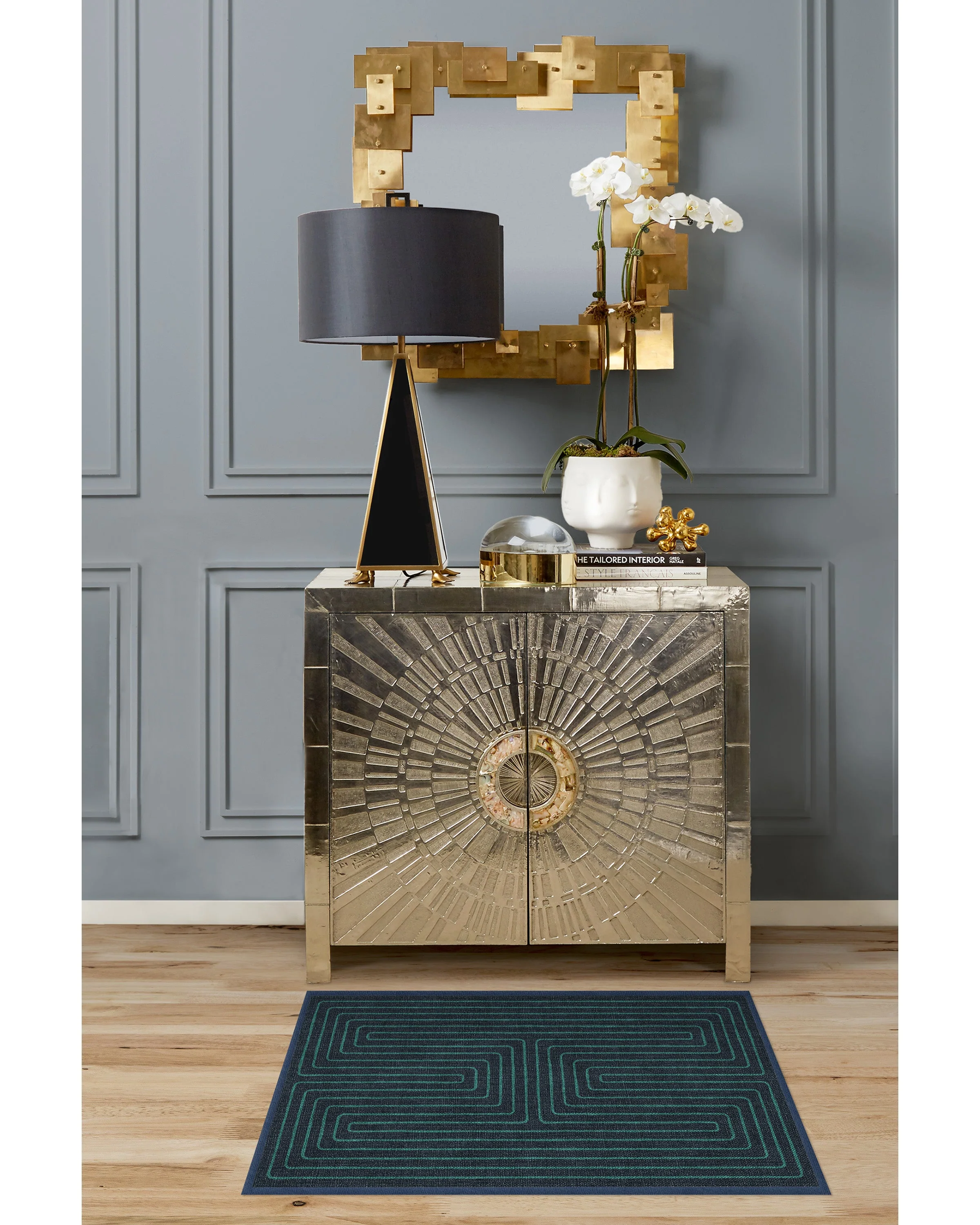 Labyrinth Navy & Teal Rug by Jonathan Adler