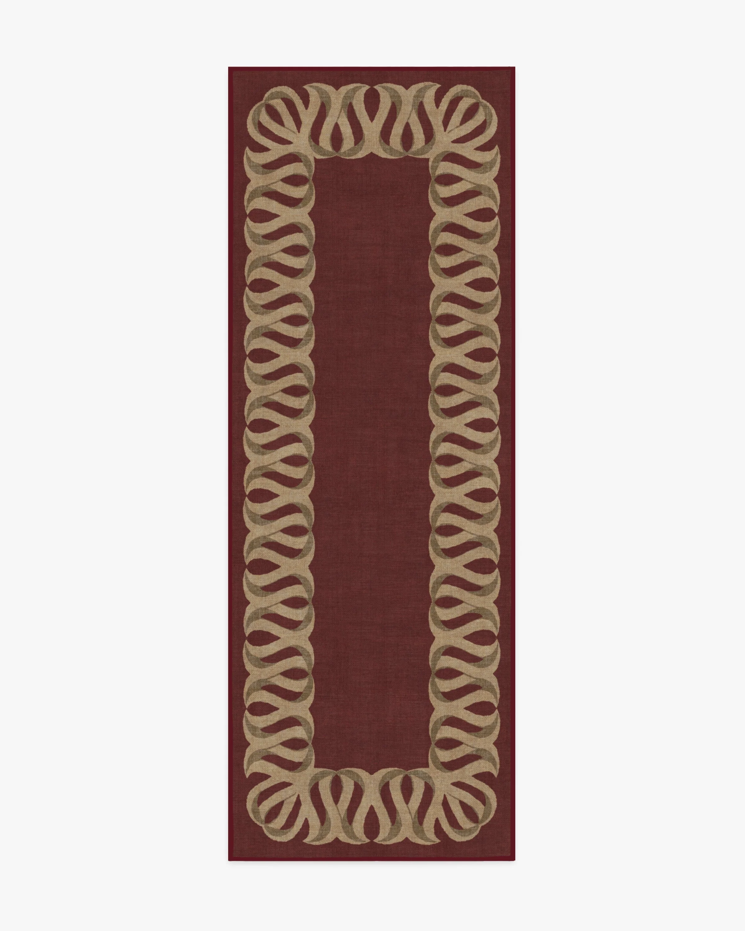 Ribbon Border Red & Natural Rug