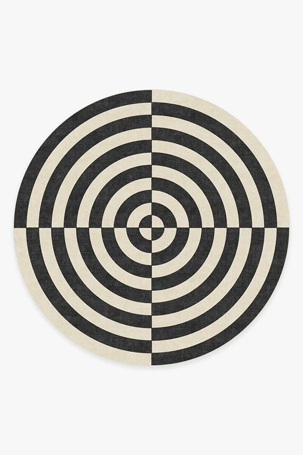 Op Art Charcoal Flatwoven Rug by Jonathan Adler