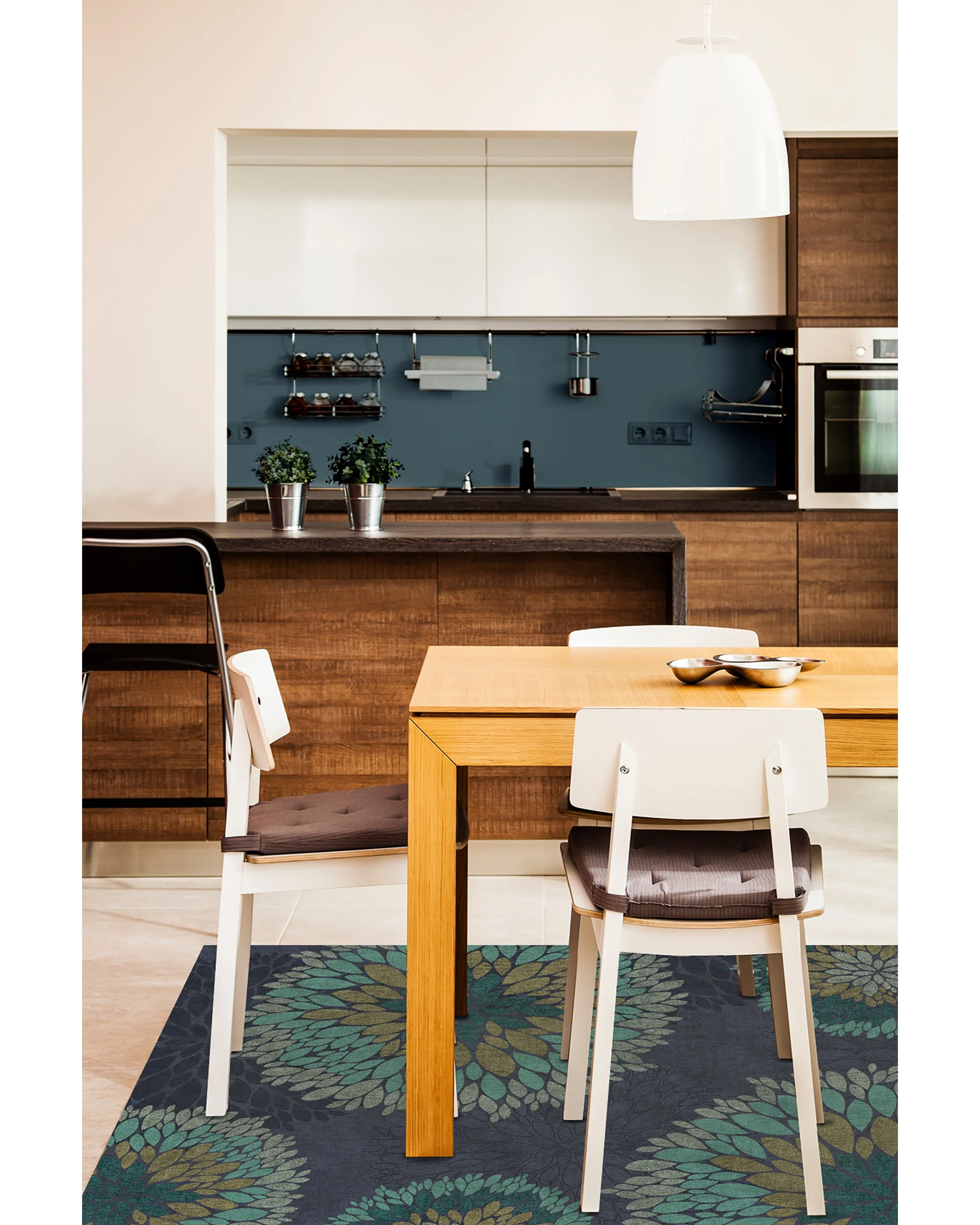 Floral Medallion Navy Rug
