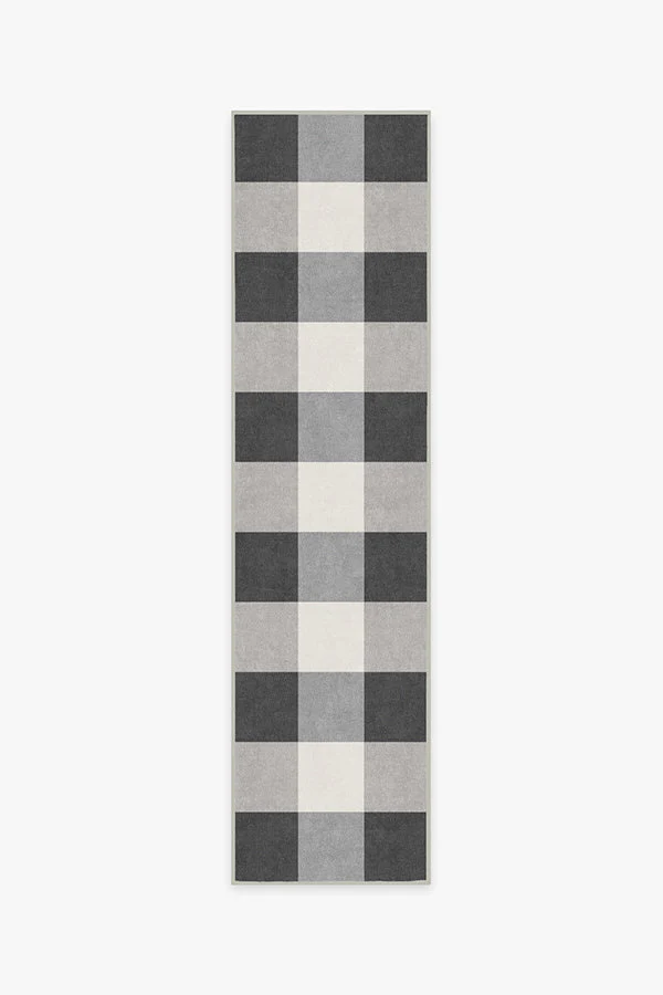 Buffalo Plaid Black & White Flatwoven Rug