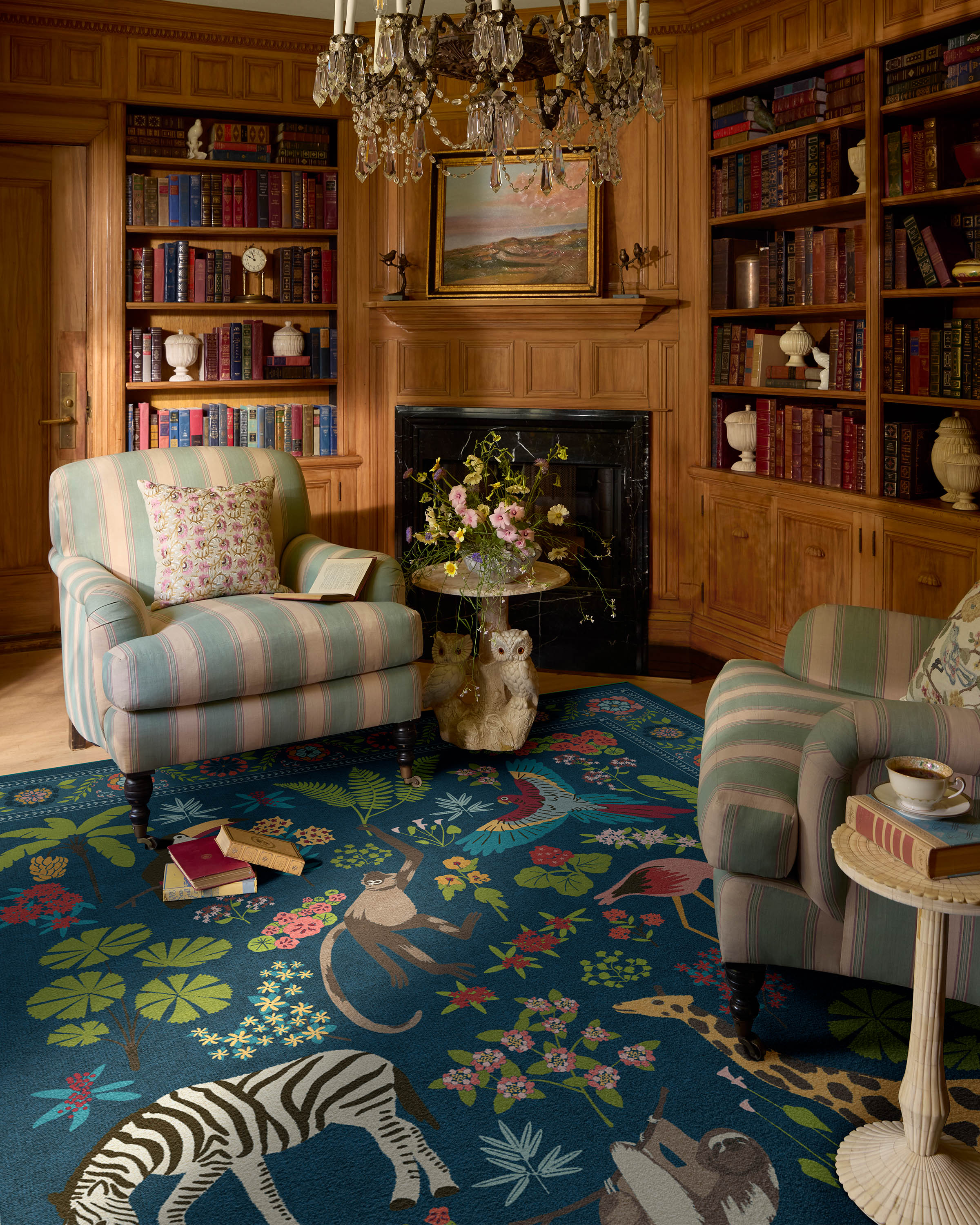 Jingle Jungle Royal Blue Flatwoven Rug by Iris Apfel