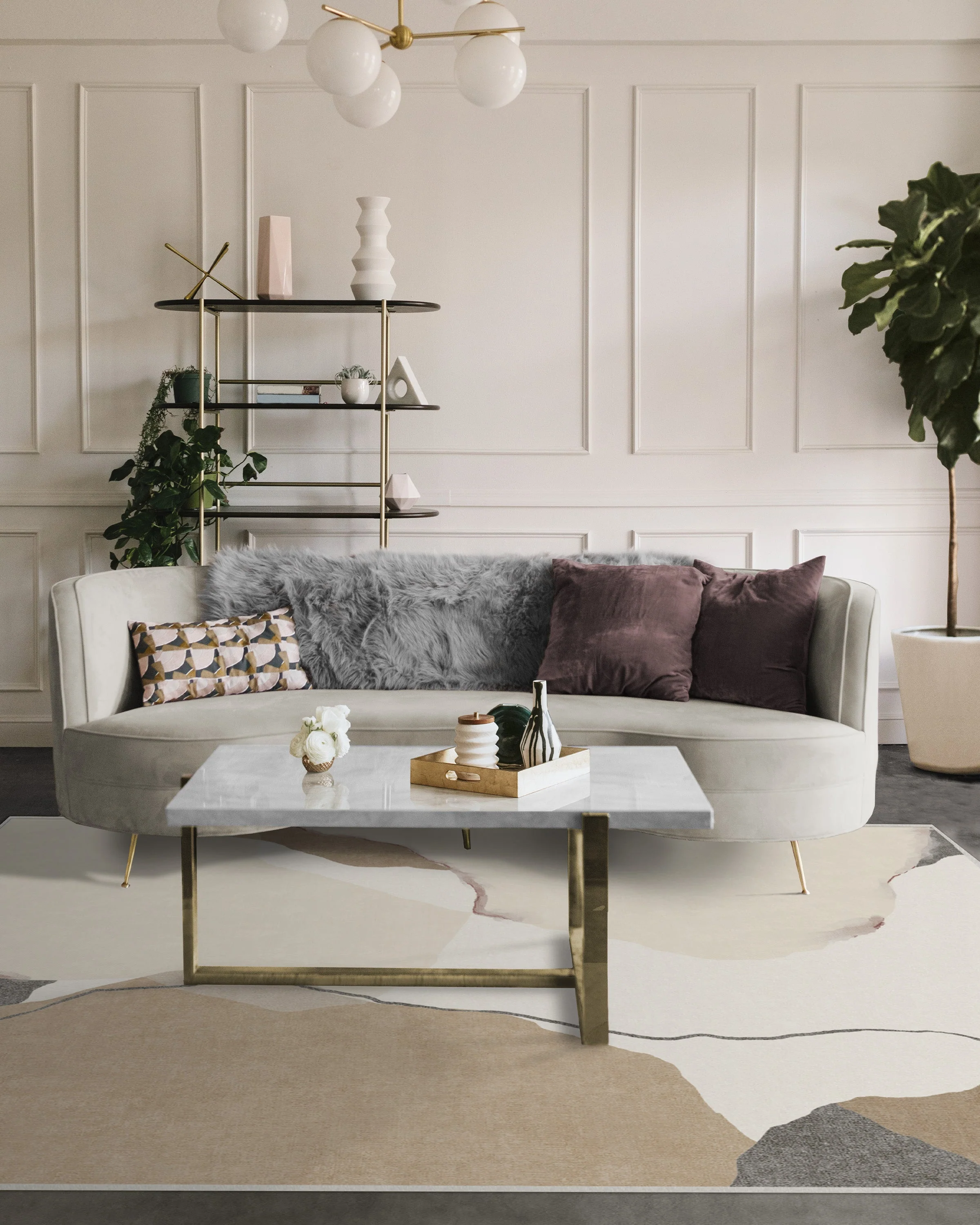 Loire Ivory Quartz Flatwoven Rug by Nina Takesh