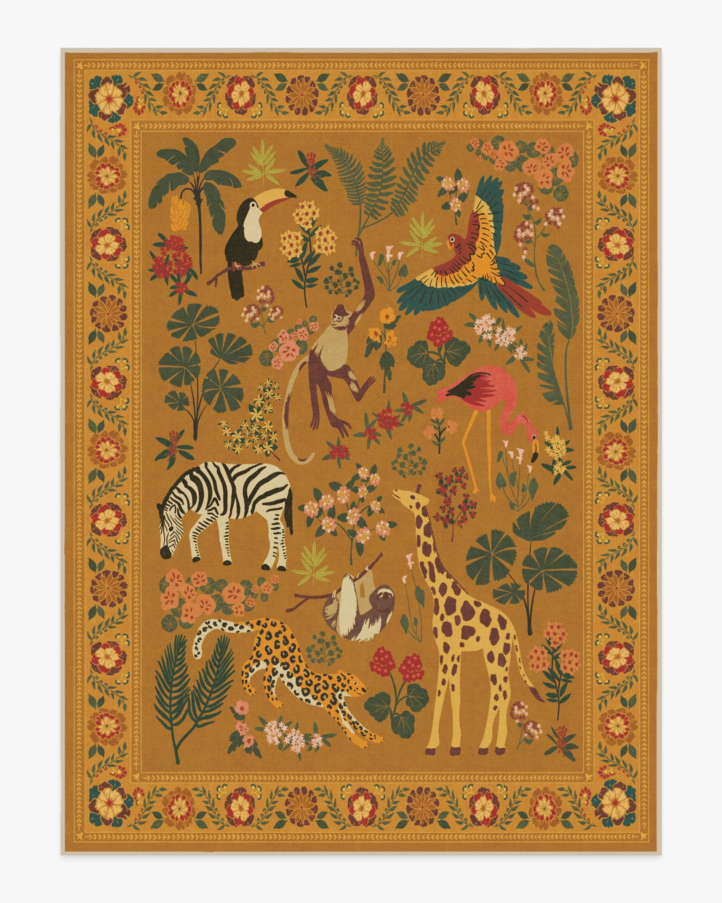 Jingle Jungle Ochre Flatwoven Rug by Iris Apfel