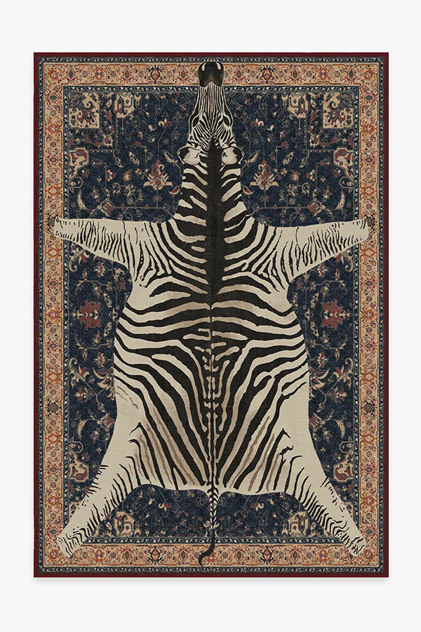 On Safari Sapphire Flatwoven Rug by Iris Apfel