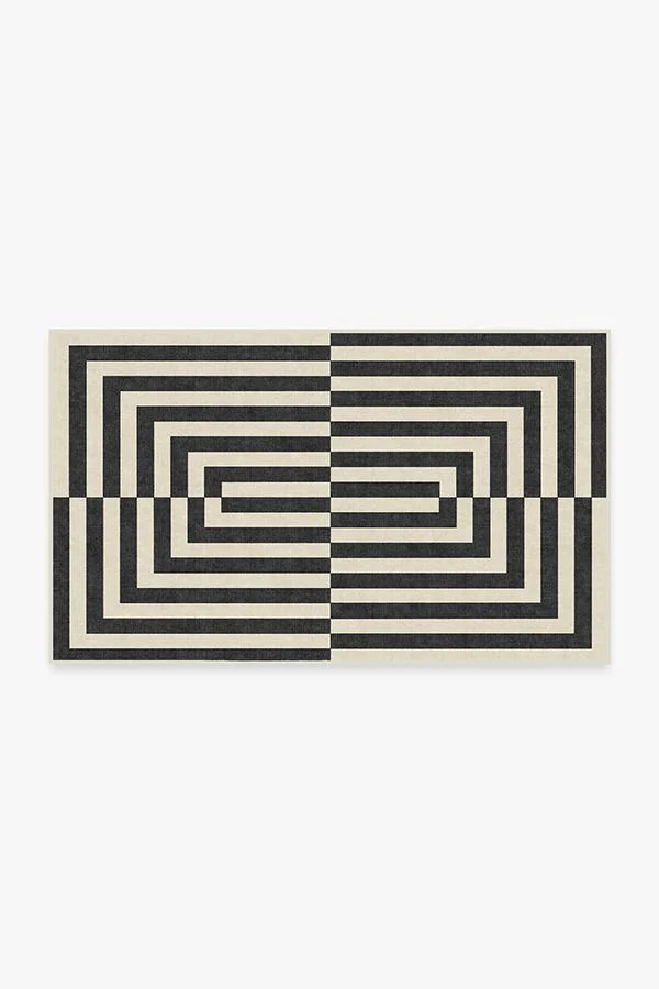 Op Art Charcoal Flatwoven Rug by Jonathan Adler