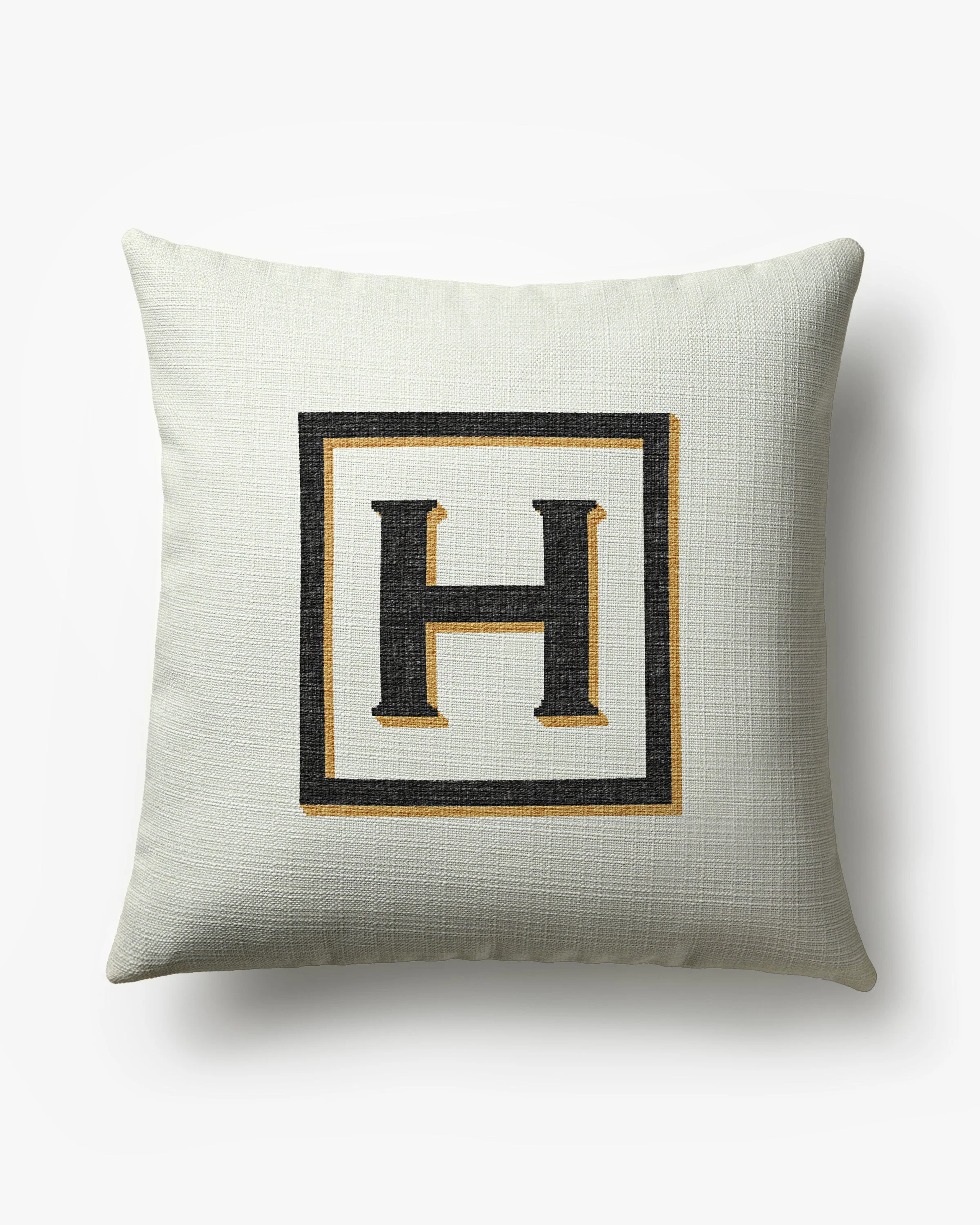 Classic Monogram Ivory Woven Throw Pillow, 20x20 by Jonathan Adler
