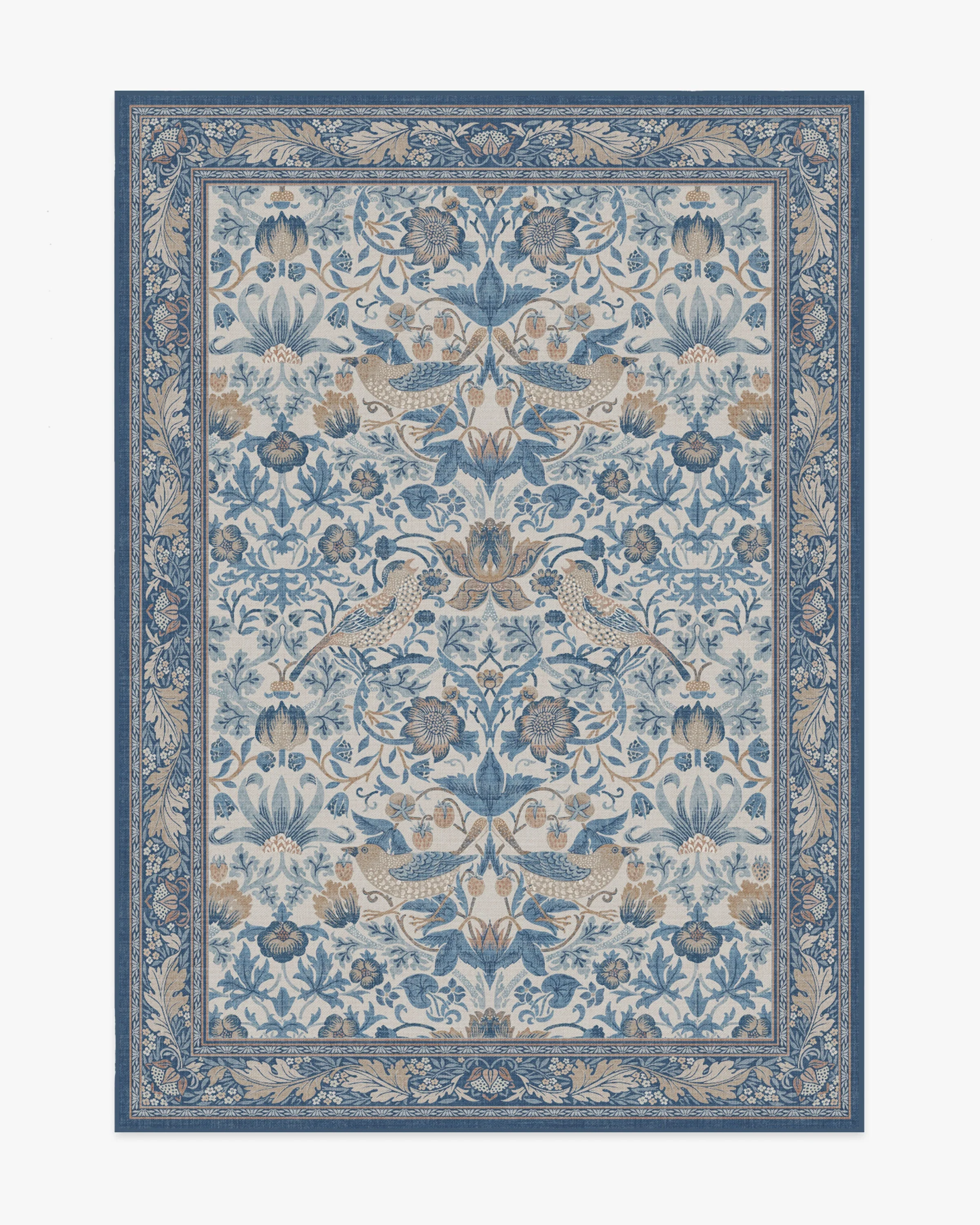 Strawberry Thief Indigo & Ivory Rug by Morris & Co.