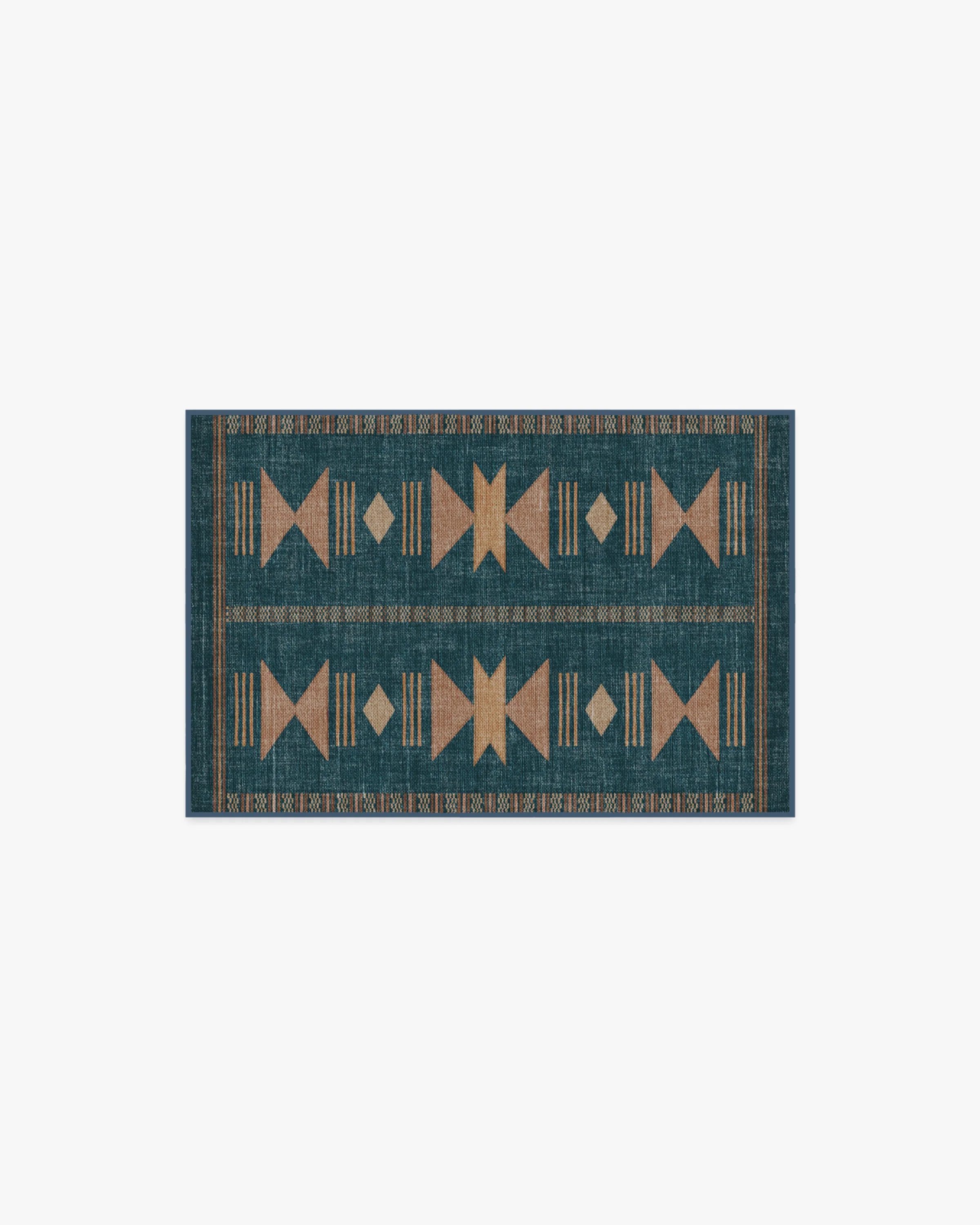 Lark Blue & Rose Flatwoven Rug