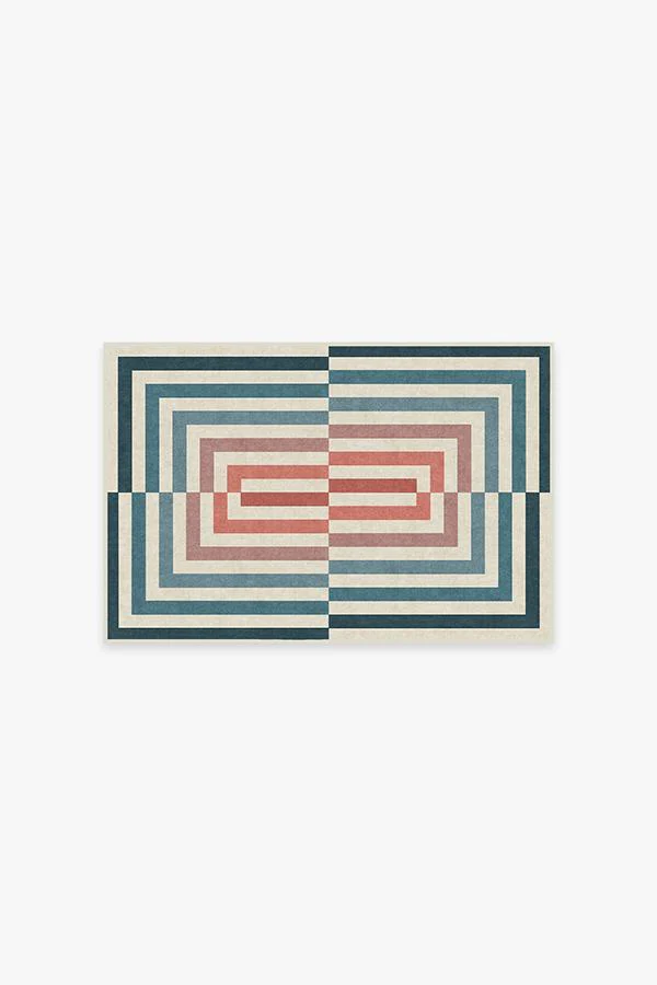 Op Art Teal Flatwoven Rug by Jonathan Adler