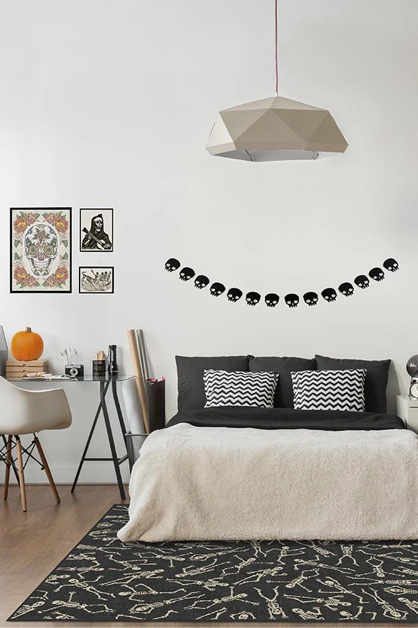 Bone Dance Black Flatwoven Rug