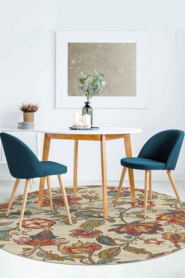 Frida Floral Natural Flatwoven Rug