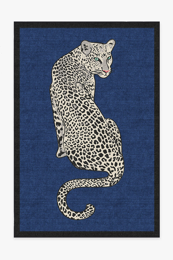 Snow Leopard Sapphire Rug by Jonathan Adler