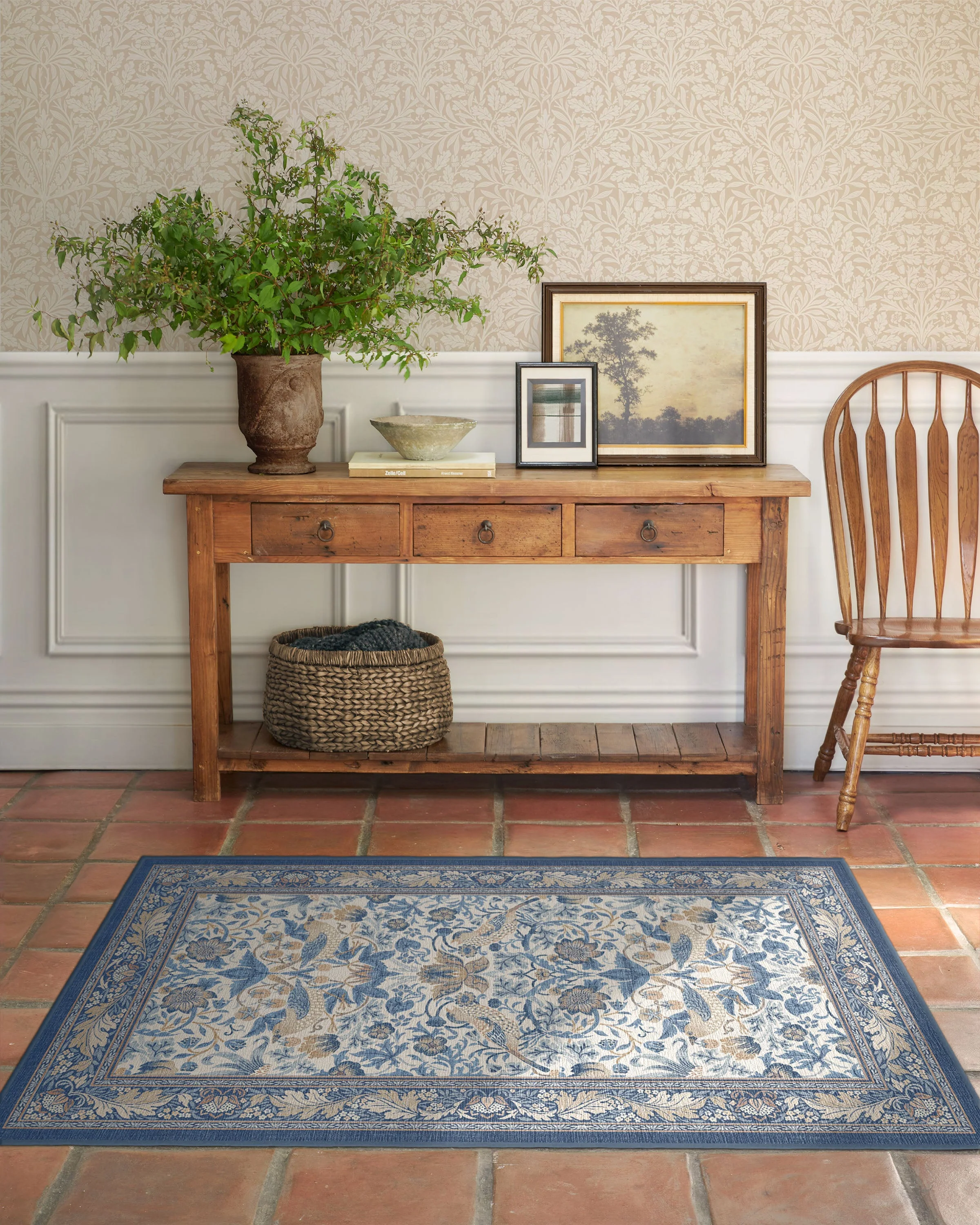 Strawberry Thief Indigo & Ivory Rug by Morris & Co.