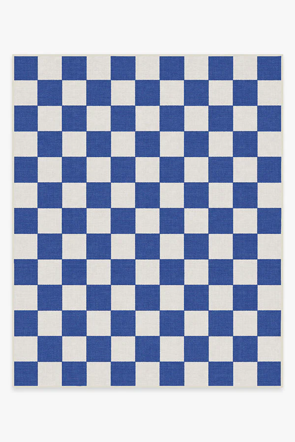 Jaque Checkered Blue Outdoor Rug