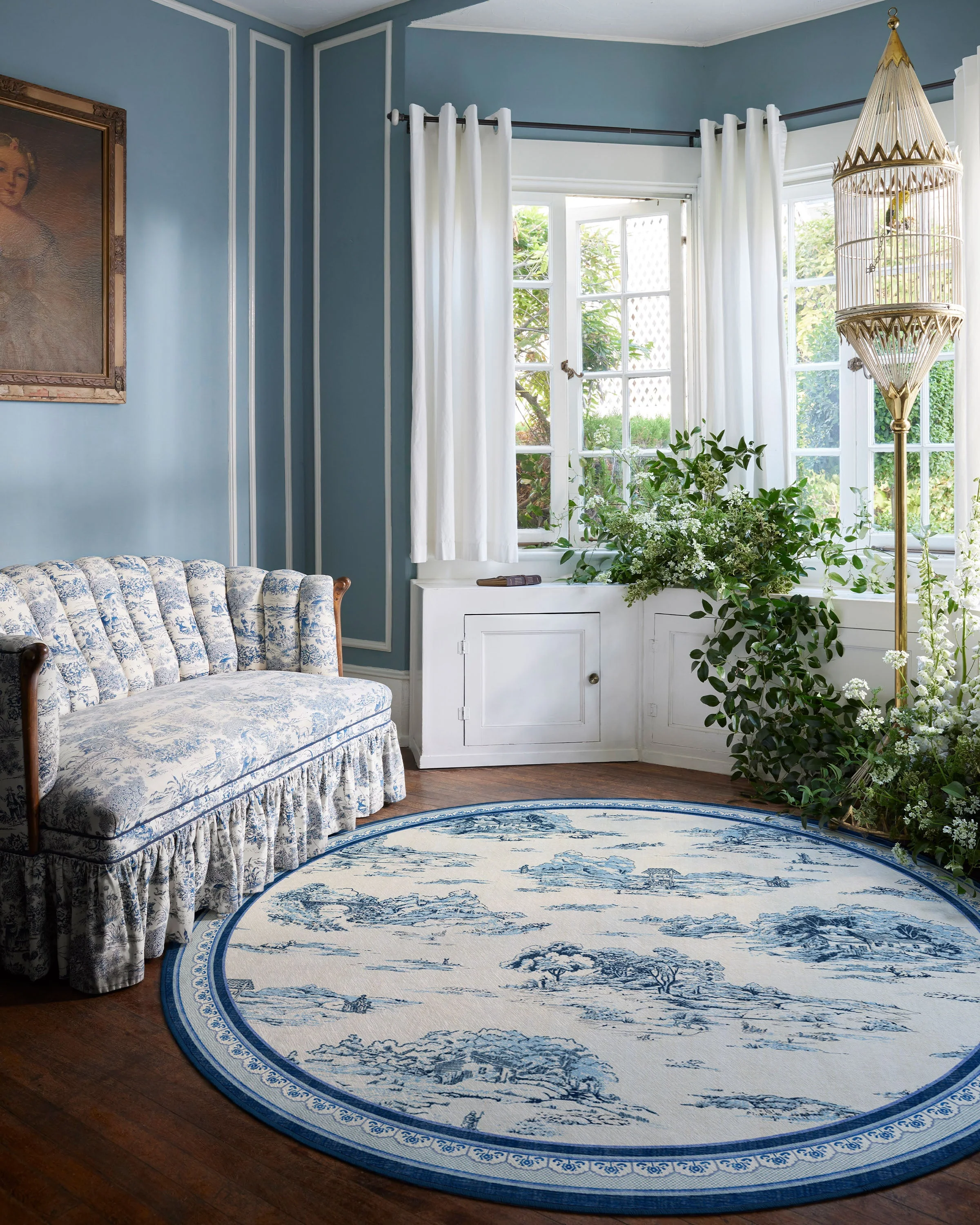 Provence Toile Delft Blue Flatwoven Rug
