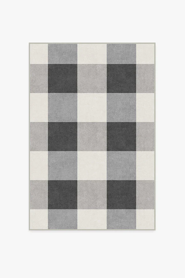 Buffalo Plaid Black & White Flatwoven Rug