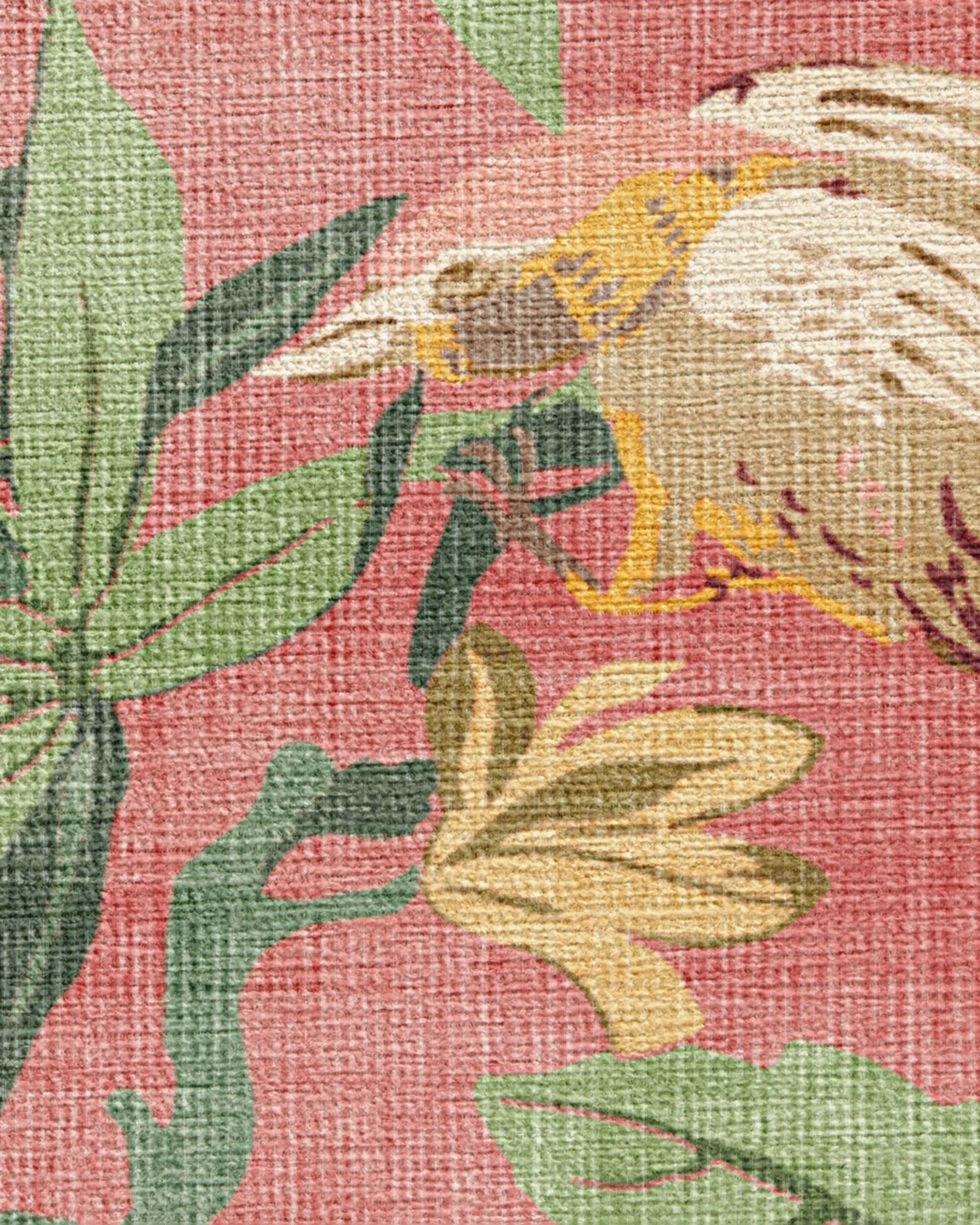 Bamboo & Bird Blossom Pink Flatwoven Rug by Sanderson
