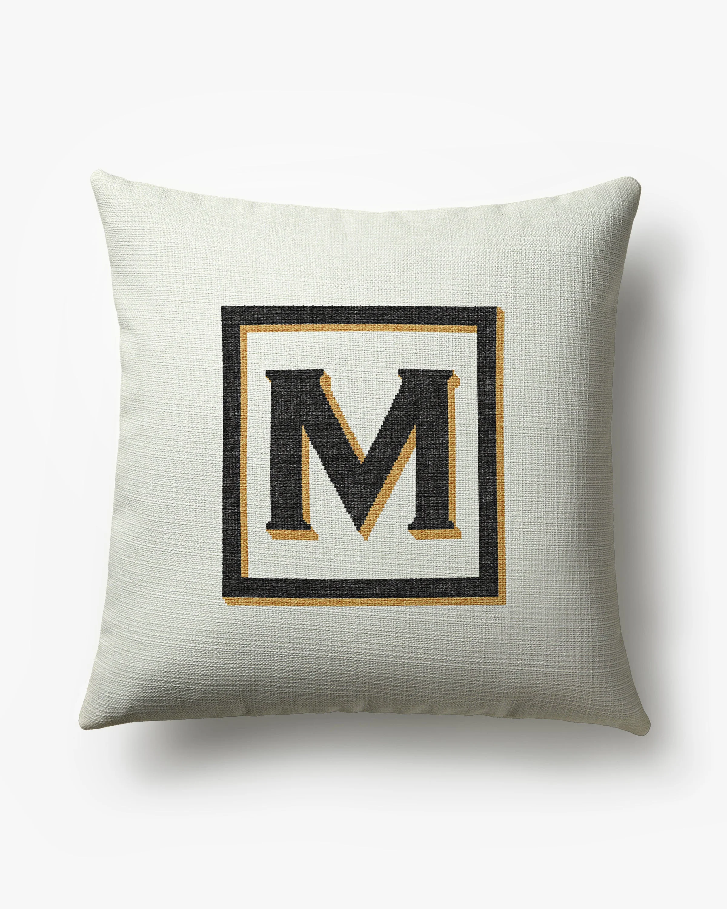Classic Monogram Ivory Woven Throw Pillow, 20x20 by Jonathan Adler
