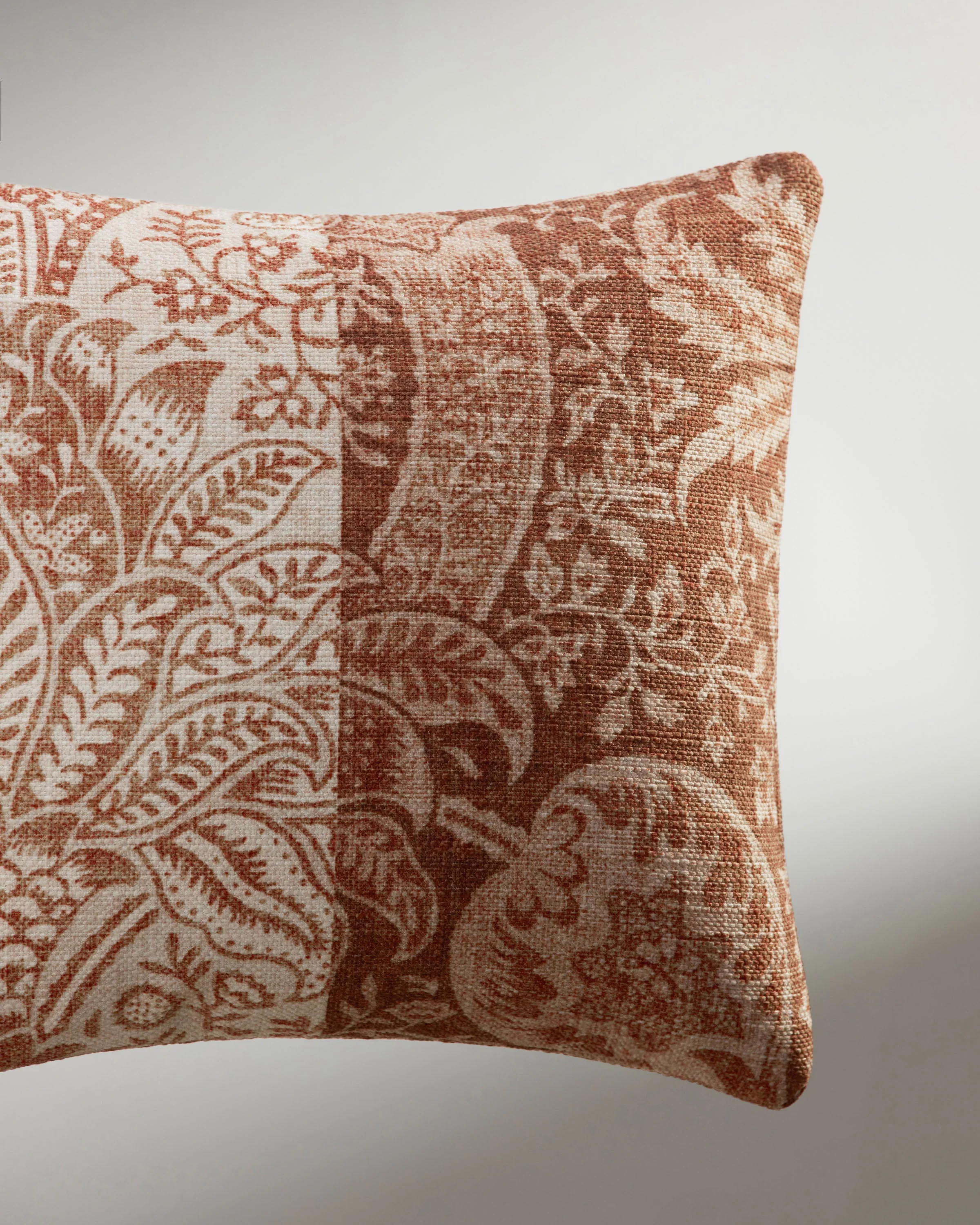 Indian Blush & Rust Woven Lumbar Throw Pillow by Morris & Co.