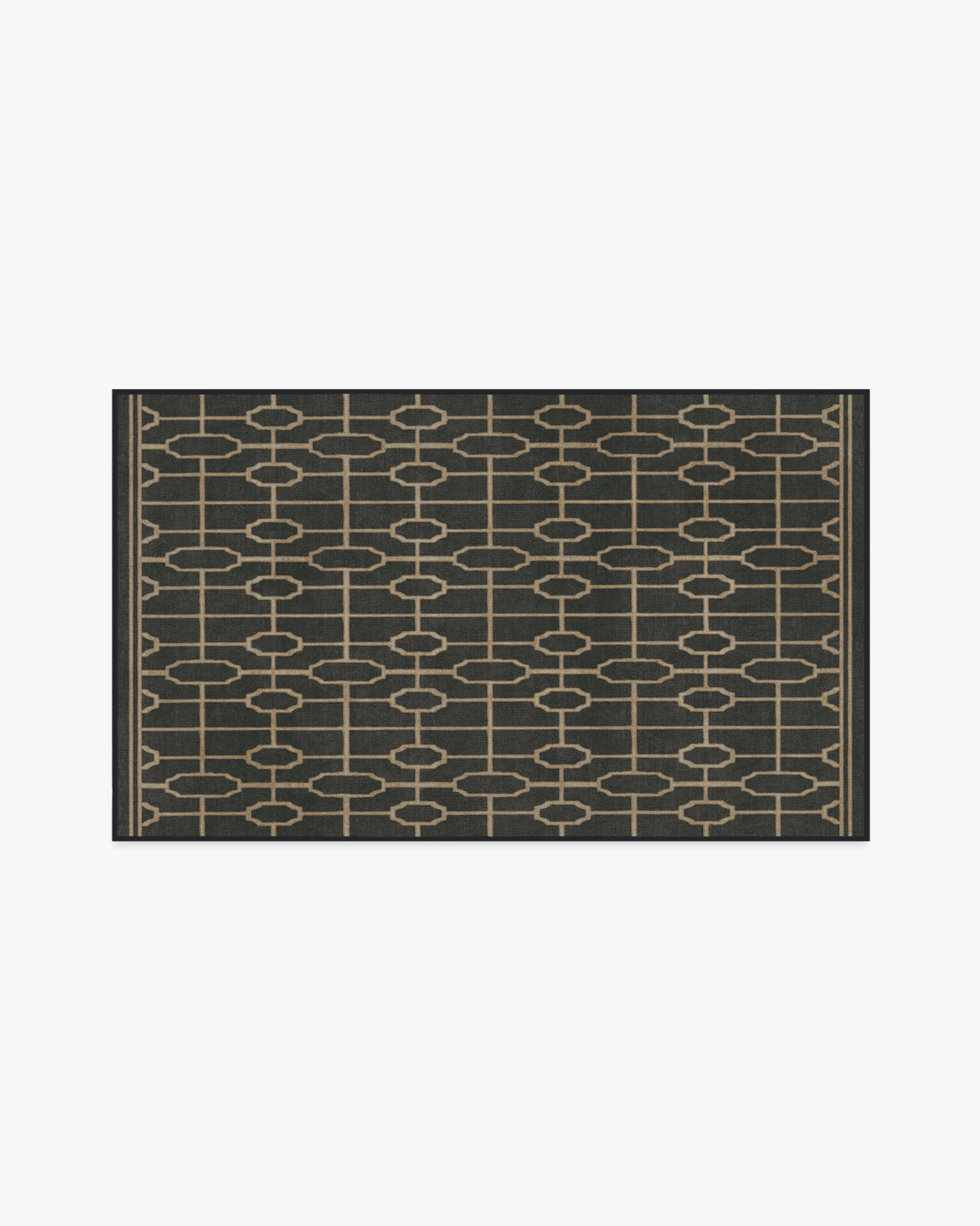 Diana Trellis Black & Gold Flatwoven Rug by The Hiltons