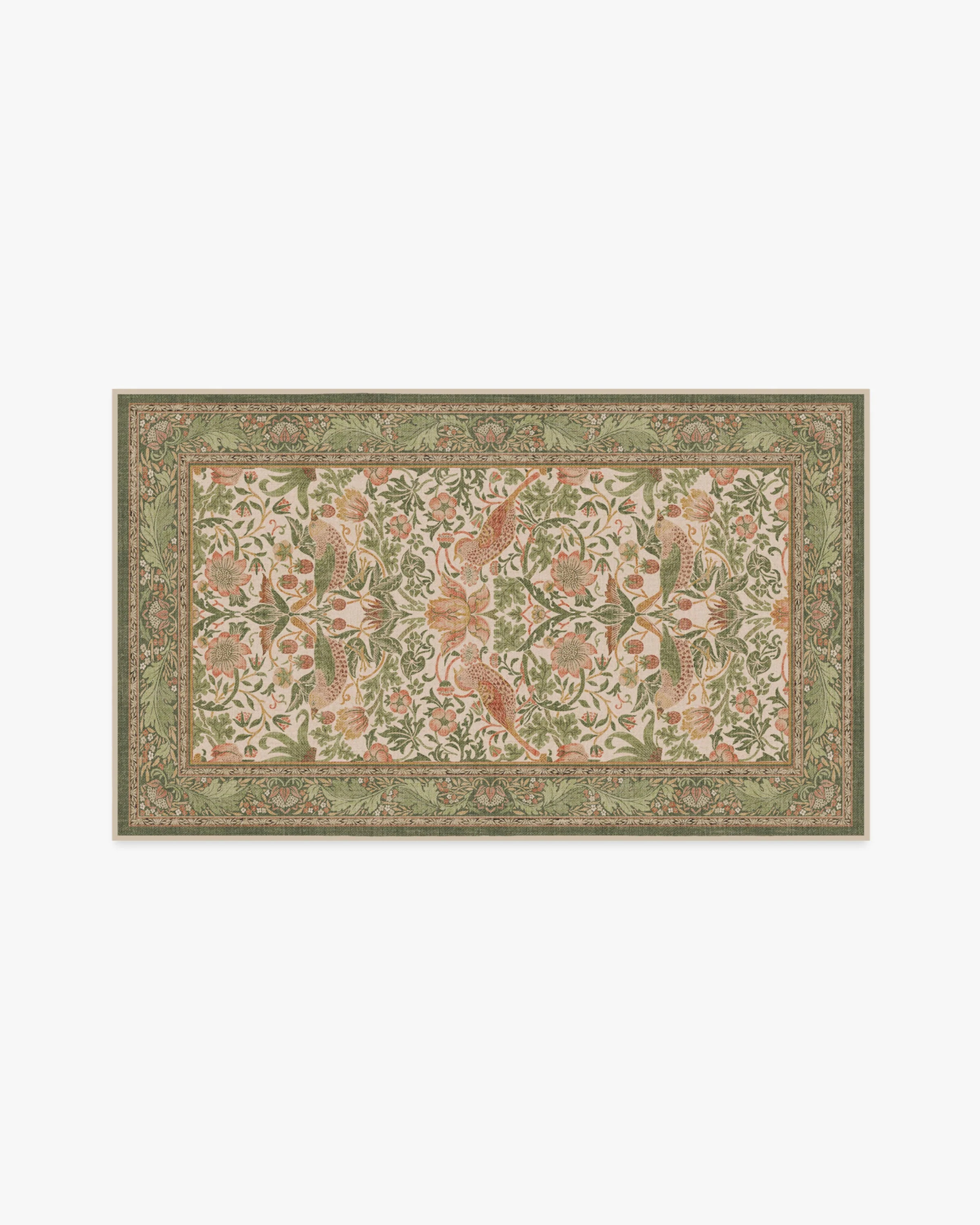 Strawberry Thief Sage & Rose Flatwoven Rug by Morris & Co.