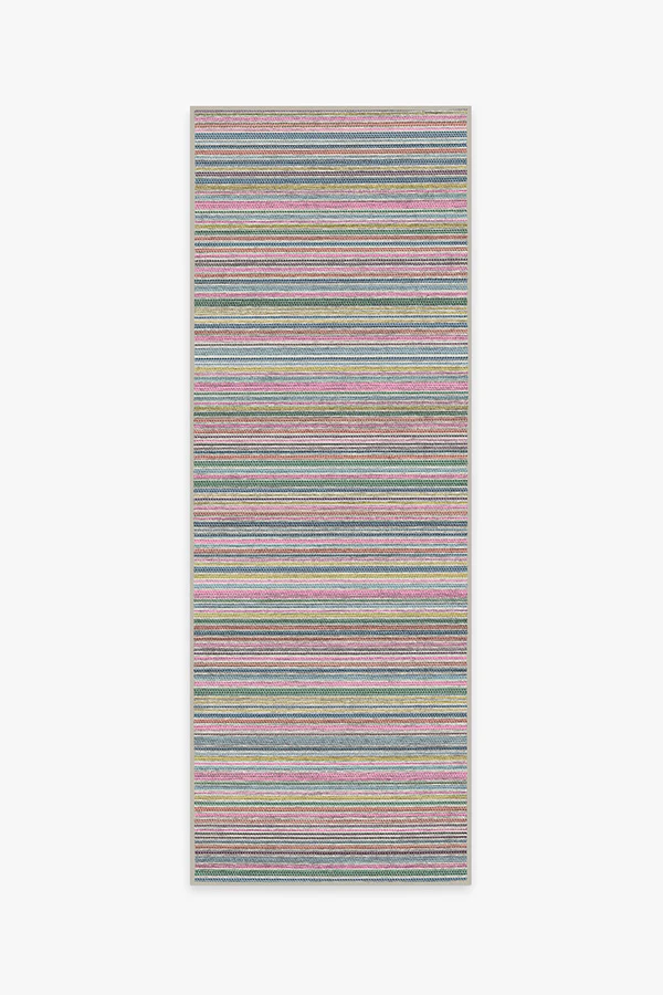 Multi Stripe Polychrome Flatwoven Rug
