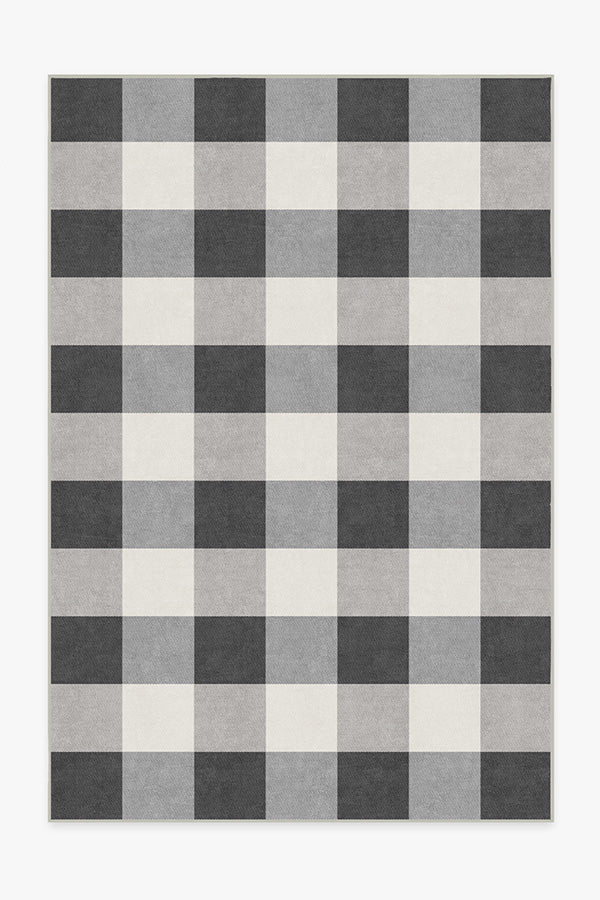 Buffalo Plaid Black & White Flatwoven Rug