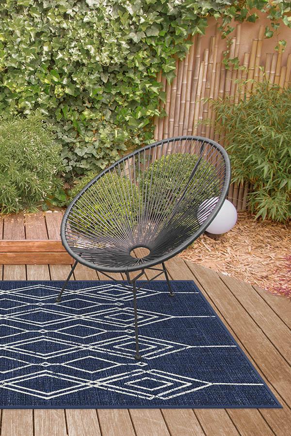 Gemma Lattice Royal Blue Outdoor Rug