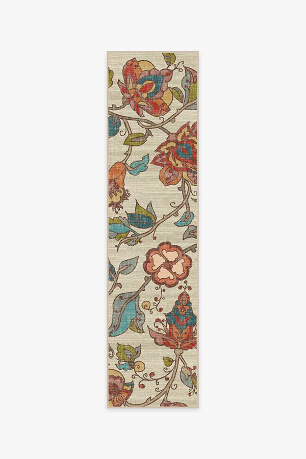Frida Floral Natural Flatwoven Rug