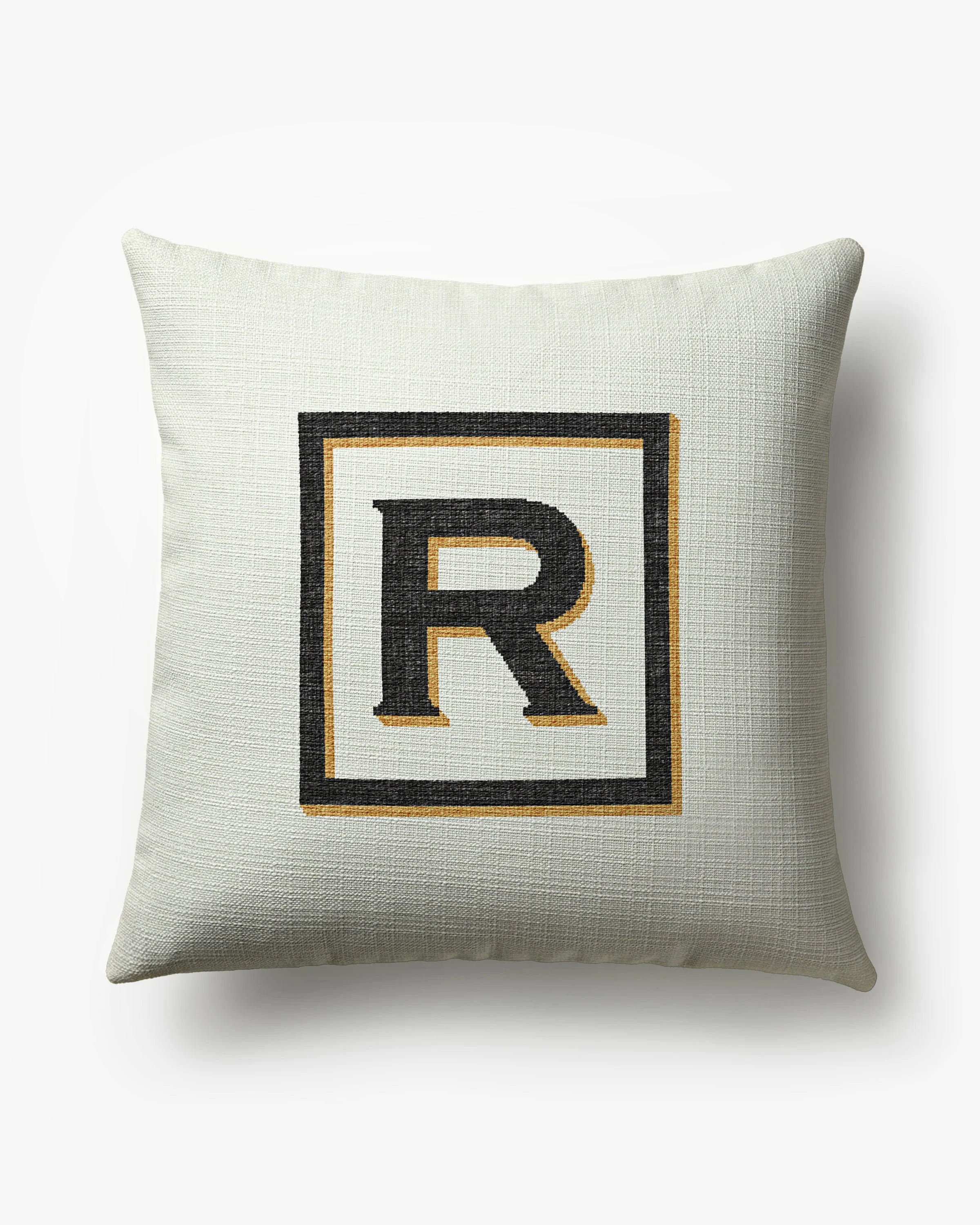 Classic Monogram Ivory Woven Throw Pillow, 20x20 by Jonathan Adler