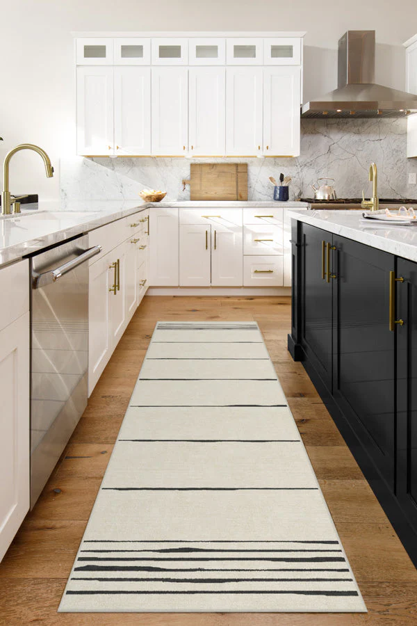 Clea Ivory & Black Flatwoven Rug by The Home Edit
