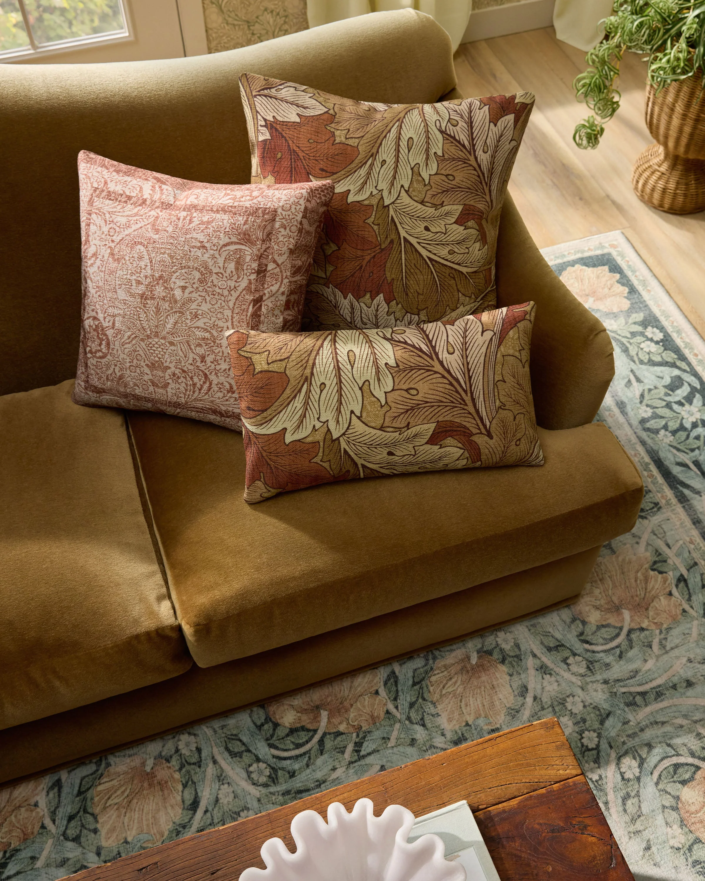 Indian Blush & Rust Woven Throw Pillow by Morris & Co.