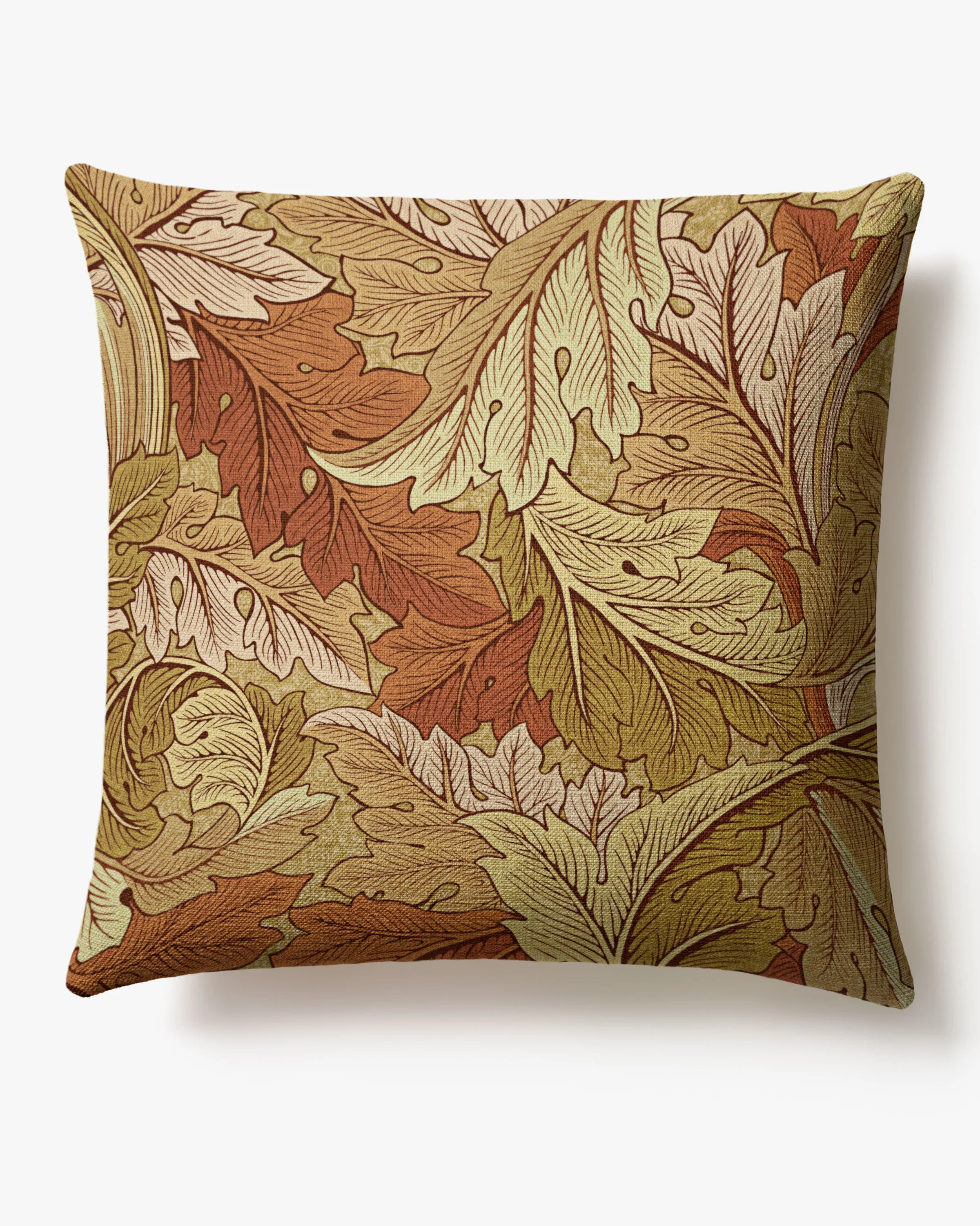 Acanthus Warm Neutral Woven Throw Pillow by Morris & Co.