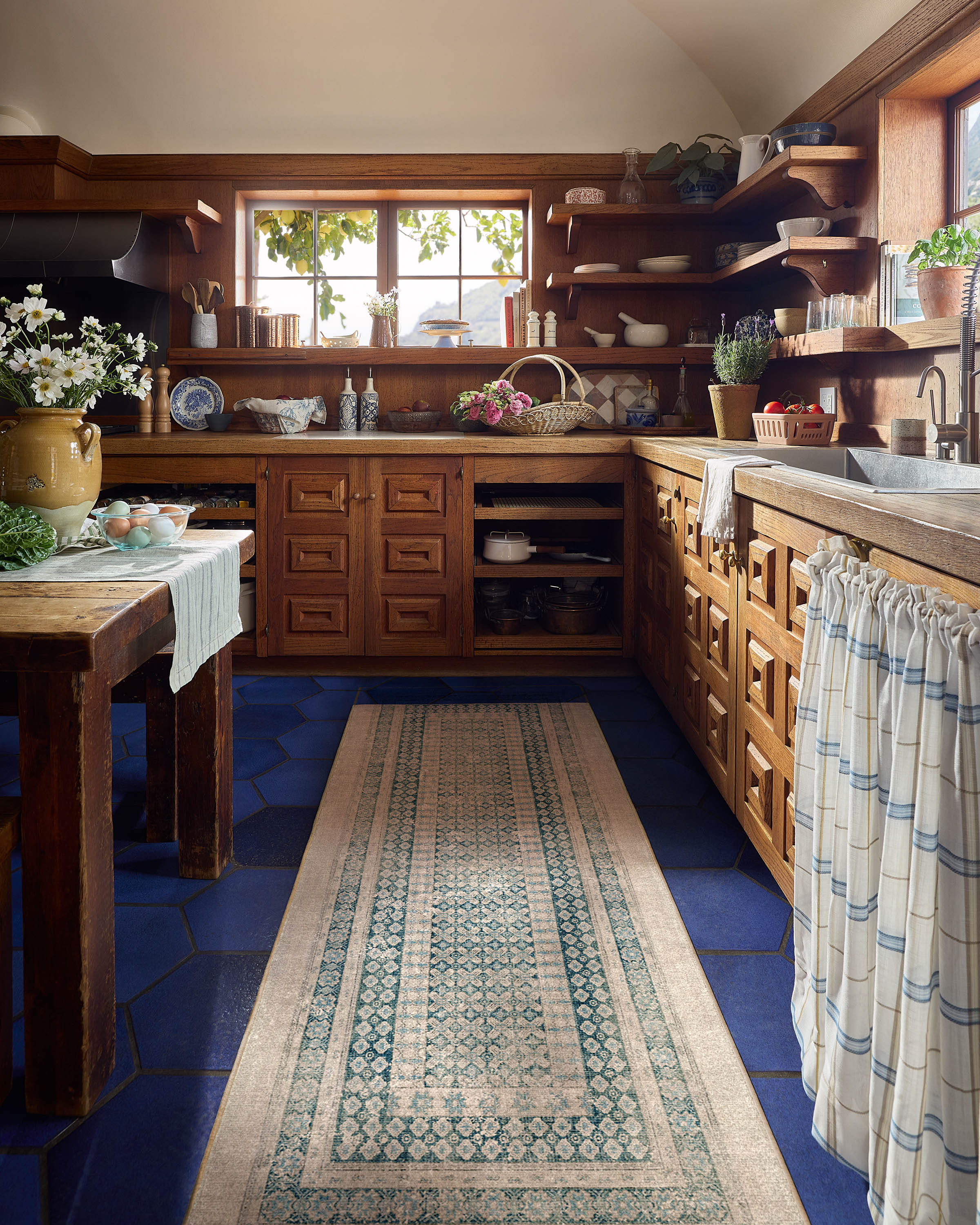 Cyrus Neutral & Blue Flatwoven Rug