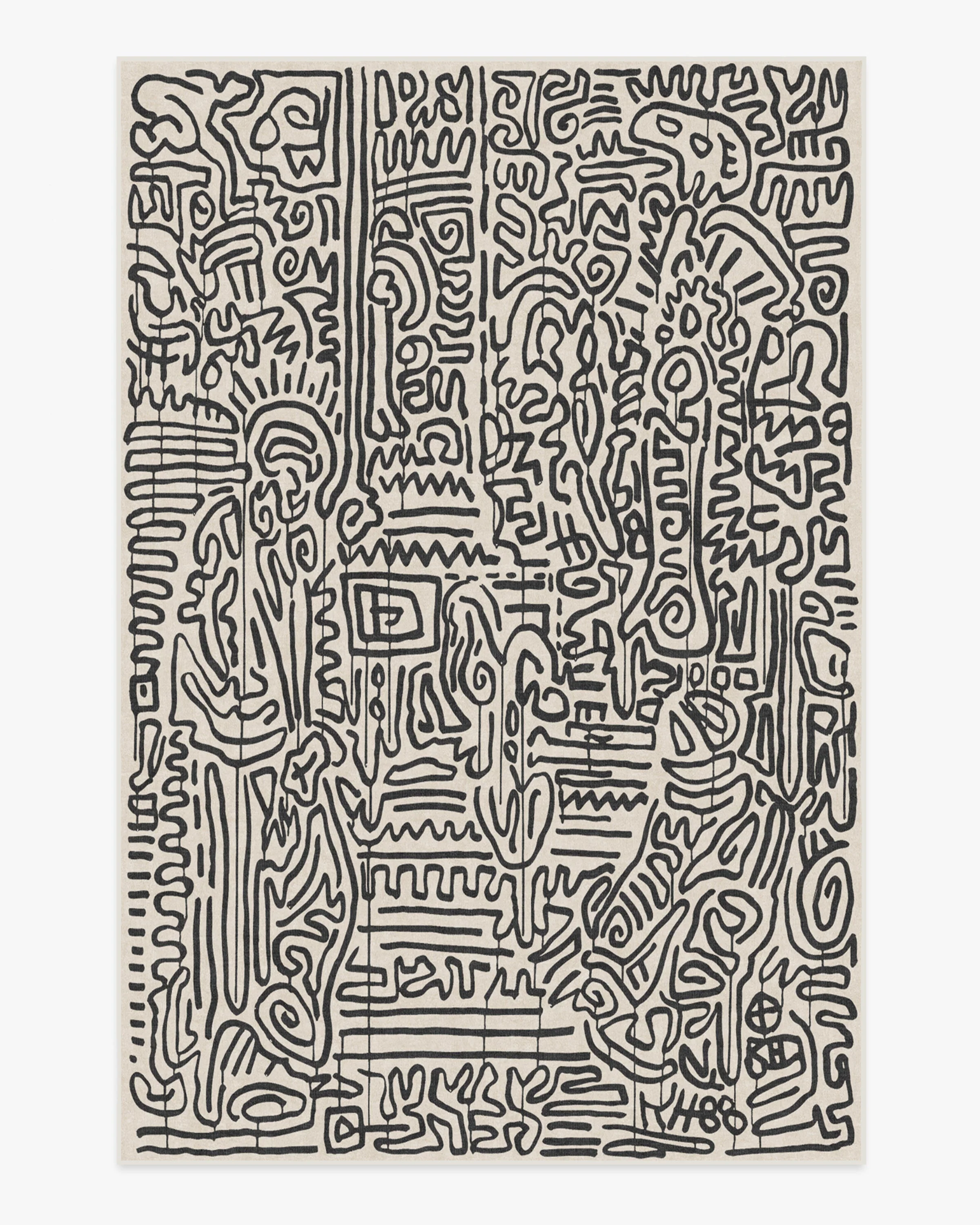 Freestyle Black & Ivory Rug by Keith Haring