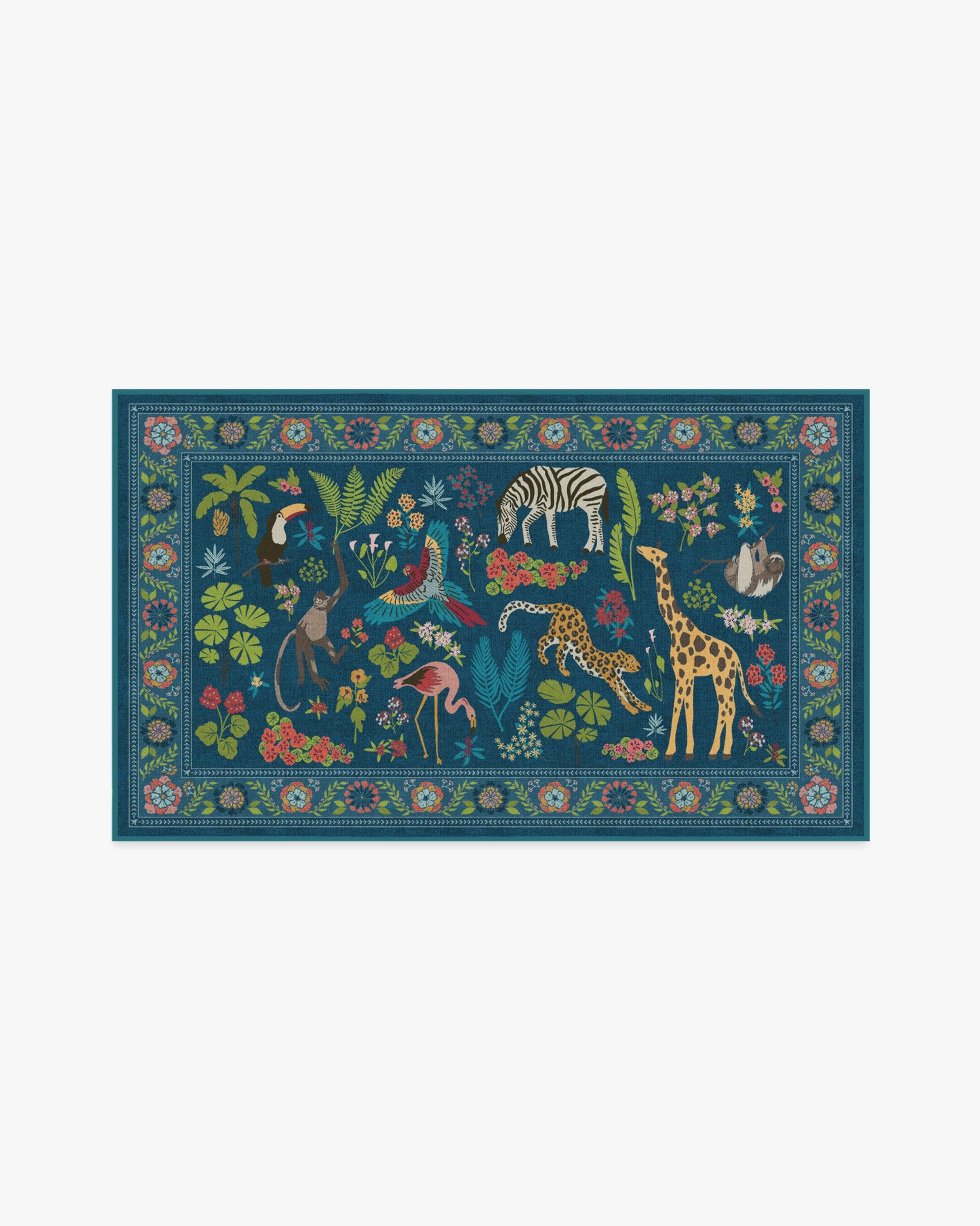 Jingle Jungle Royal Blue Flatwoven Rug by Iris Apfel
